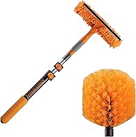 Vista 1 de Escobilla de ventana de 1.5-3 pies con mango largo y plumero de telaraña/herramienta de limpieza de ventanas de coche y escobilla de ventana