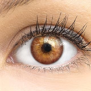 GLAMLENS lentillas de color - marrón Madrid Brown + contenedor. 1 par (2 piezas) - 90 Días - Sin Graduación - 0.00 dioptrías - blandos - Lentes de contacto marrón de hidrogel de silicona s
