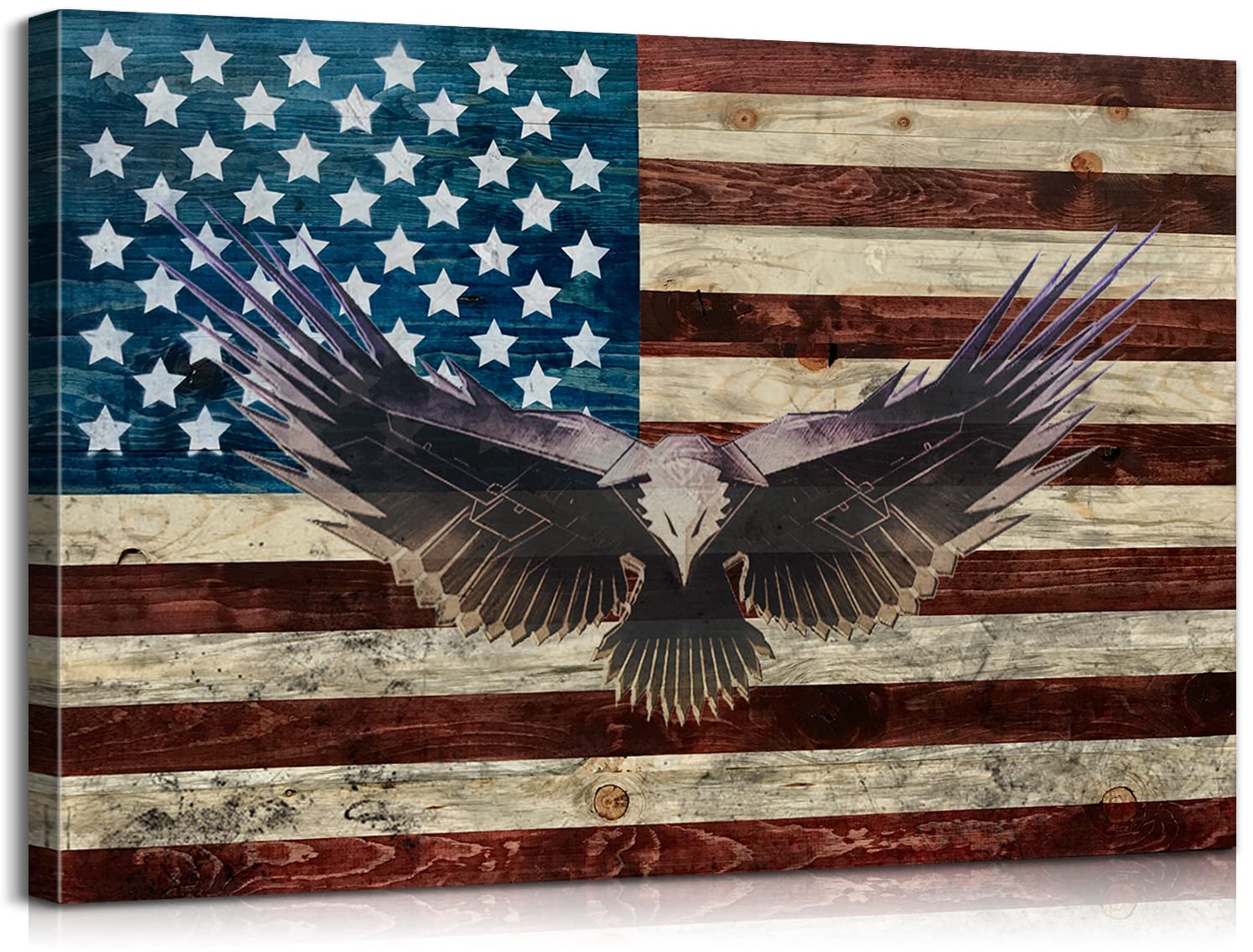 Mistyefly American Flag Wall Art Eagles Wall Decor Poster Military Posters American Flag Patriotic Posters Army Art Veterans Day Gift for Living Room Bedroom Decor (12''Hx18''W)