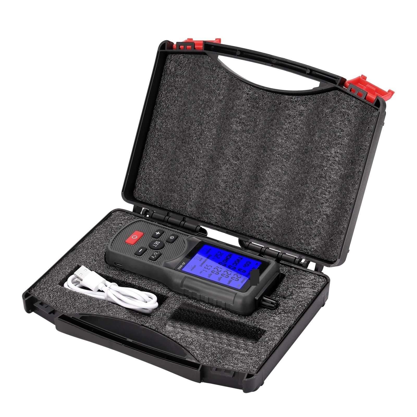 Misuratore Qualità dell'aria, 8in1 Tester di qualità 'aria Misuratore di CO2 Analizzatore di gas Sensore di CO2 Misuratore TVOC Sensore di anidride carbonica Dispositivo di misuraze 'umidità a tempera