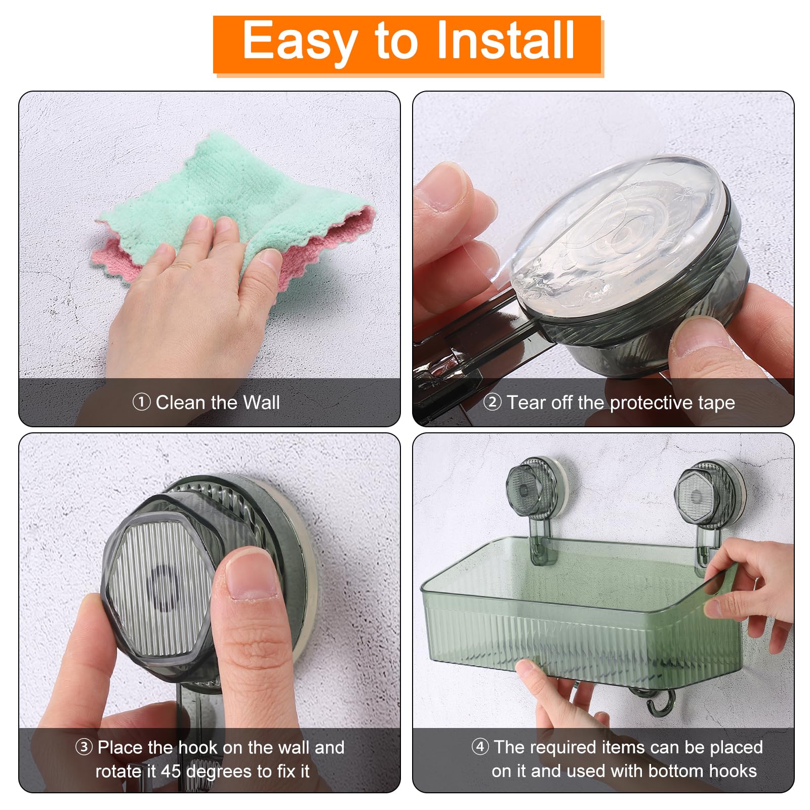 QUARKZMAN 3 Piezas Estante Ducha con Ventosas Y Ganchos Transparente | 1 Set, Organizador Ducha Con Ventosas Estante Pared Dispensador Estante Almacenamiento, Para Baño Cocina