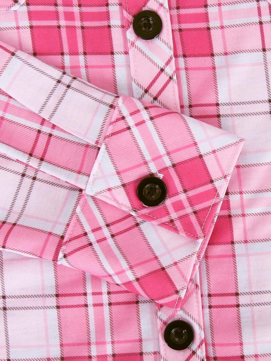 DJT Womens Soft Stretchy Knit Plaid Shirts Roll Up Long Sleeve Collared Button Down Blouses Tops - Image 6