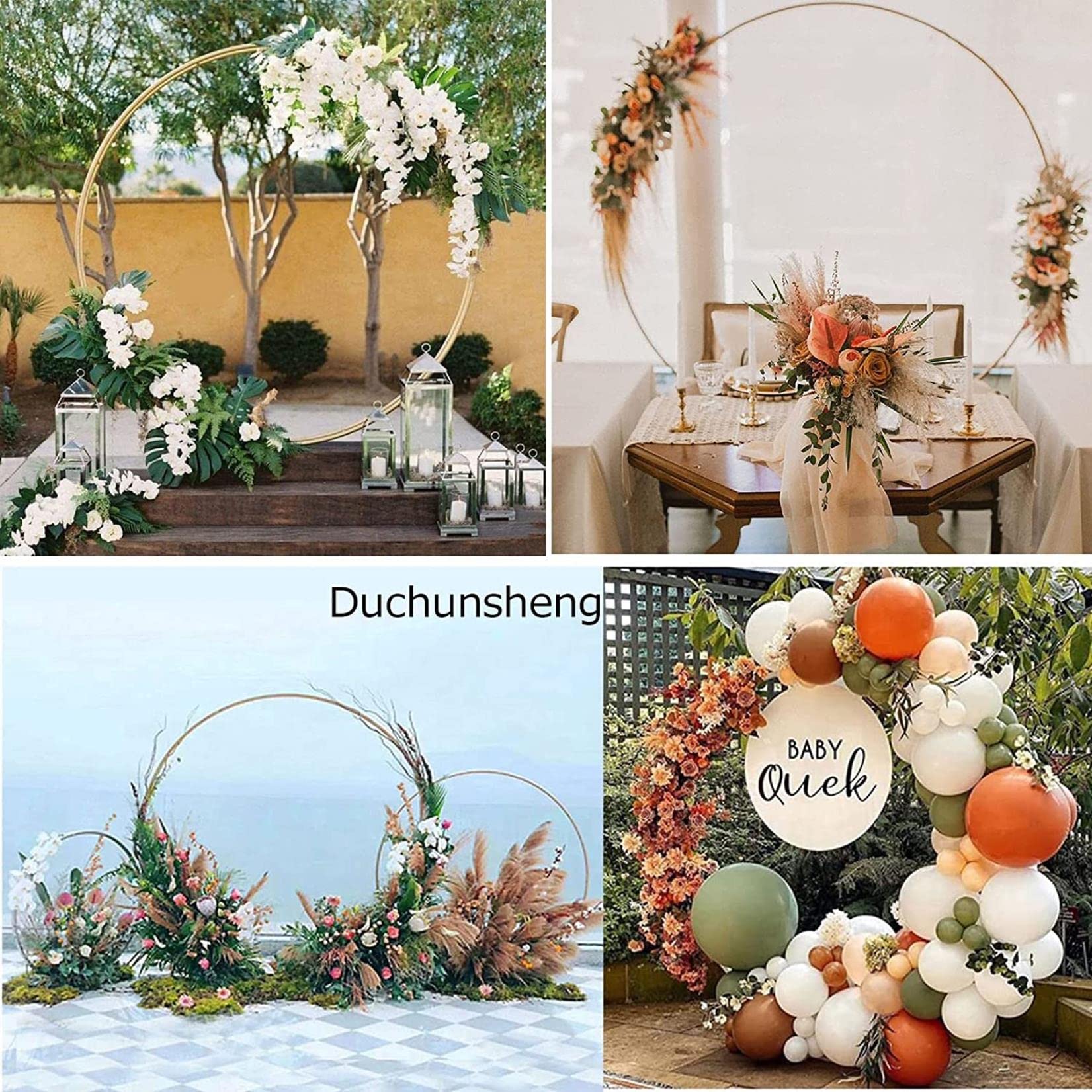 Kit de guirnalda de arco de globos circular grande, columna de globos redonda de 150 cm, 220 cm y 240 cm, soporte para fondo, accesorios para bodas/celebraciones/fiestas, arco de boda de metal con fl