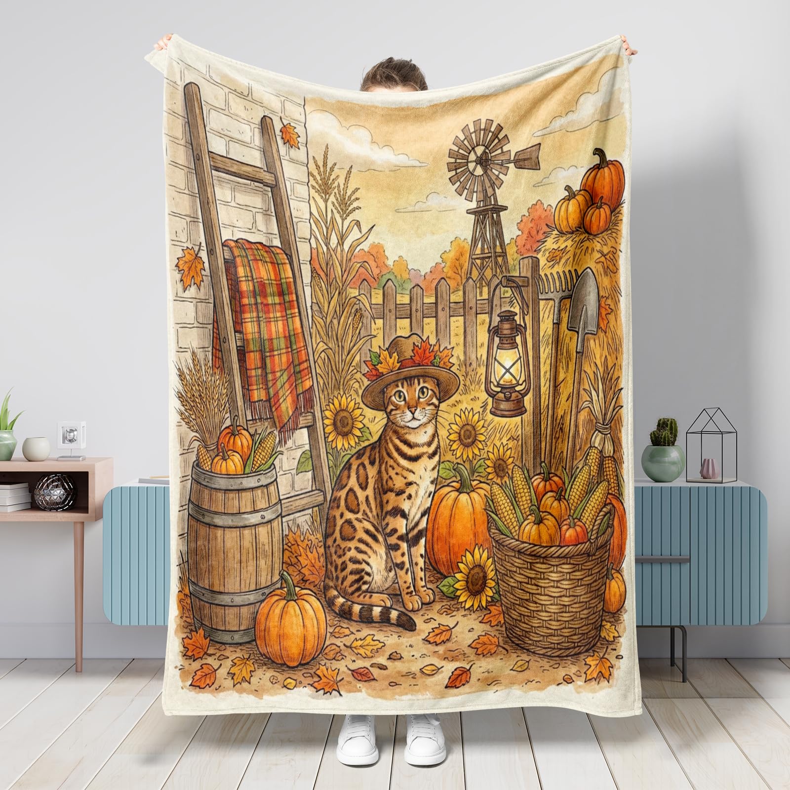 Couverture pelucheuse chat du Bengale finie la fraîcheur sur votre canapé