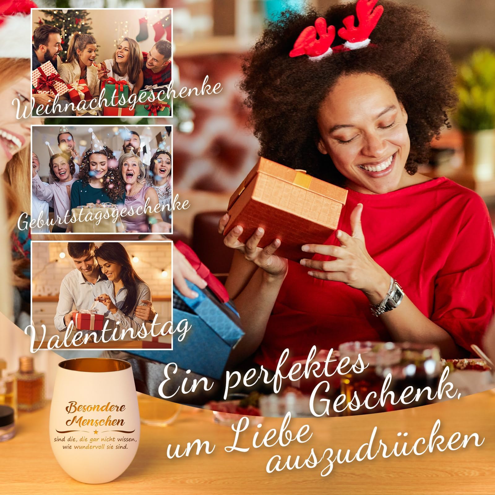 Portacandela antivento con incisione, regalo per donne, portacandela in vetro con scritta, regalo di compleanno, regalo di addio, ringraziamento, mutmacher, ingresso pensionistico, collega, regalo