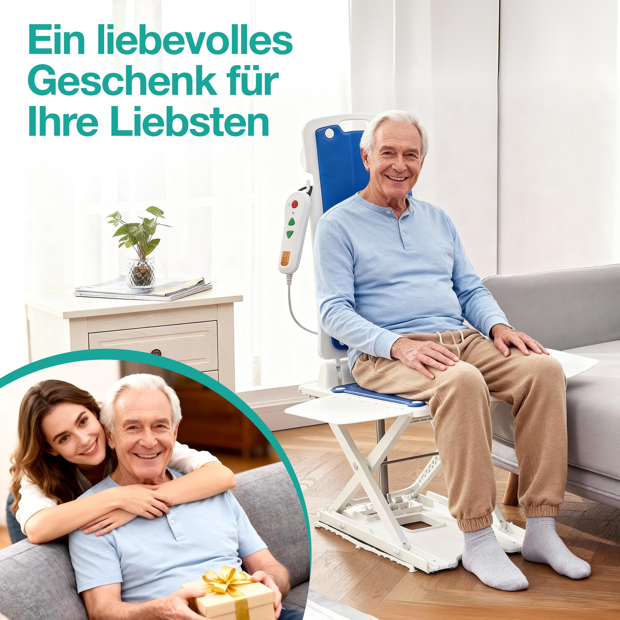 Elektrischer Badewannenlift für Senioren – Tragbarer motorisierter Aufstehsitz mit Fernbedienung, höhenverstellbar 6–46 cm, IP68 wasserdicht, ergonomischer klappbarer Sitz, bis 140 kg belastbar