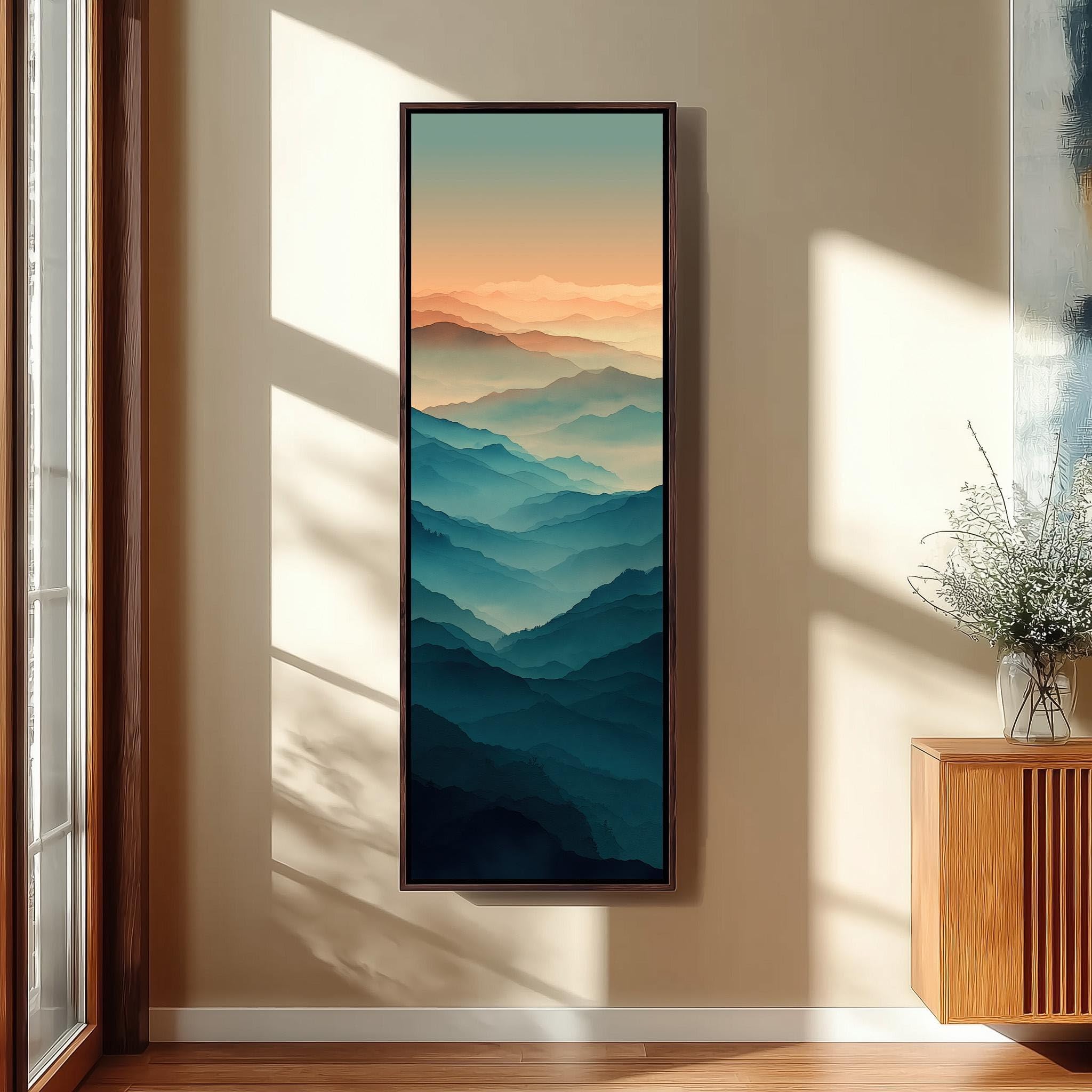 LMYCHENG Long Vertical Mountain Art Posters, Tall Narrow Landscape Canvas, Skinny Hill Print Pictures, Abstract Nature Painting(20x60cm/Frameless)