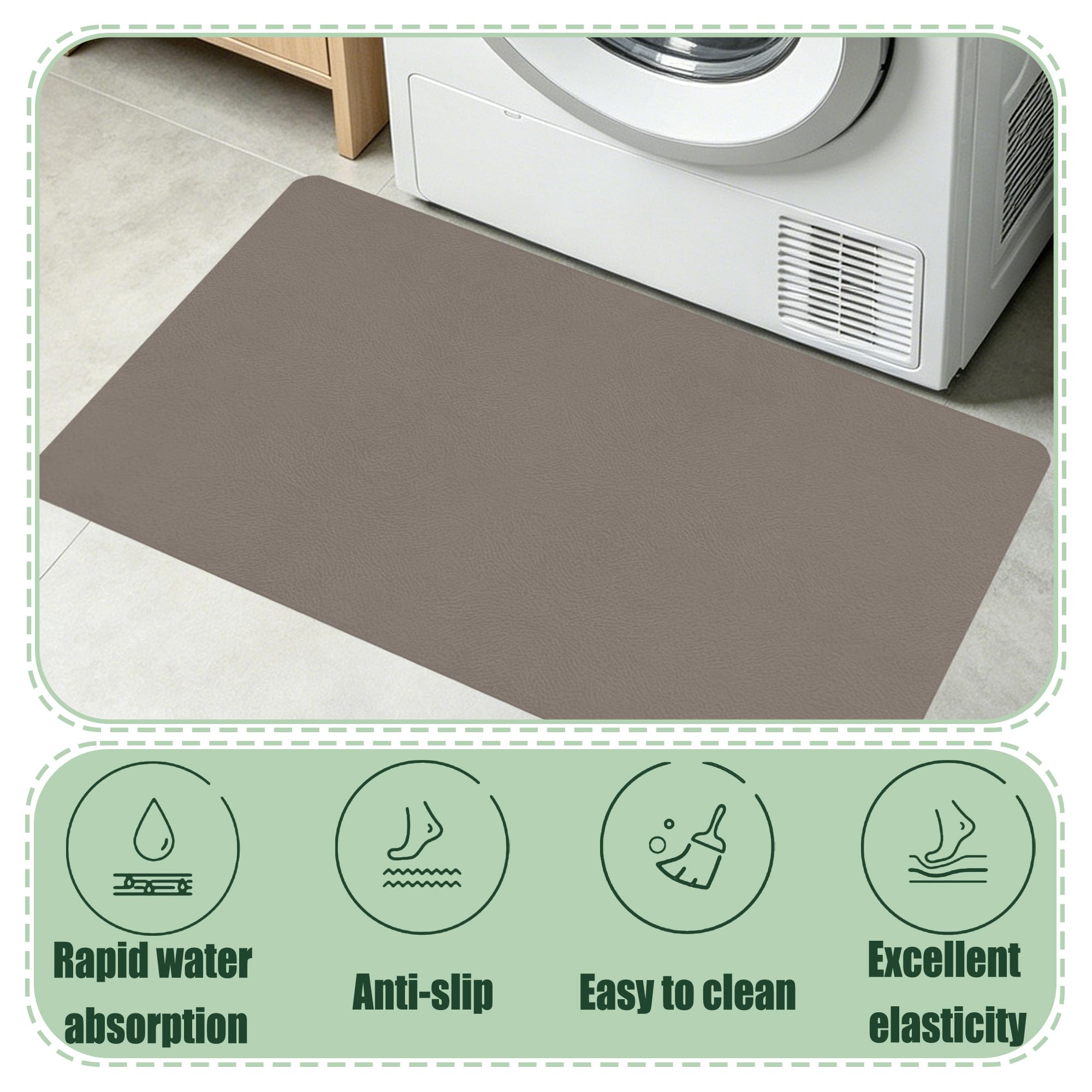 JIAFANG Alfombra Diatomita Baño 105 x 118 cm Super Absorbente Alfombrilla de Ducha Antideslizante Higiénico y Funcional para Bañera, Ducha, Cuarto de Baño y Cocina, marrón