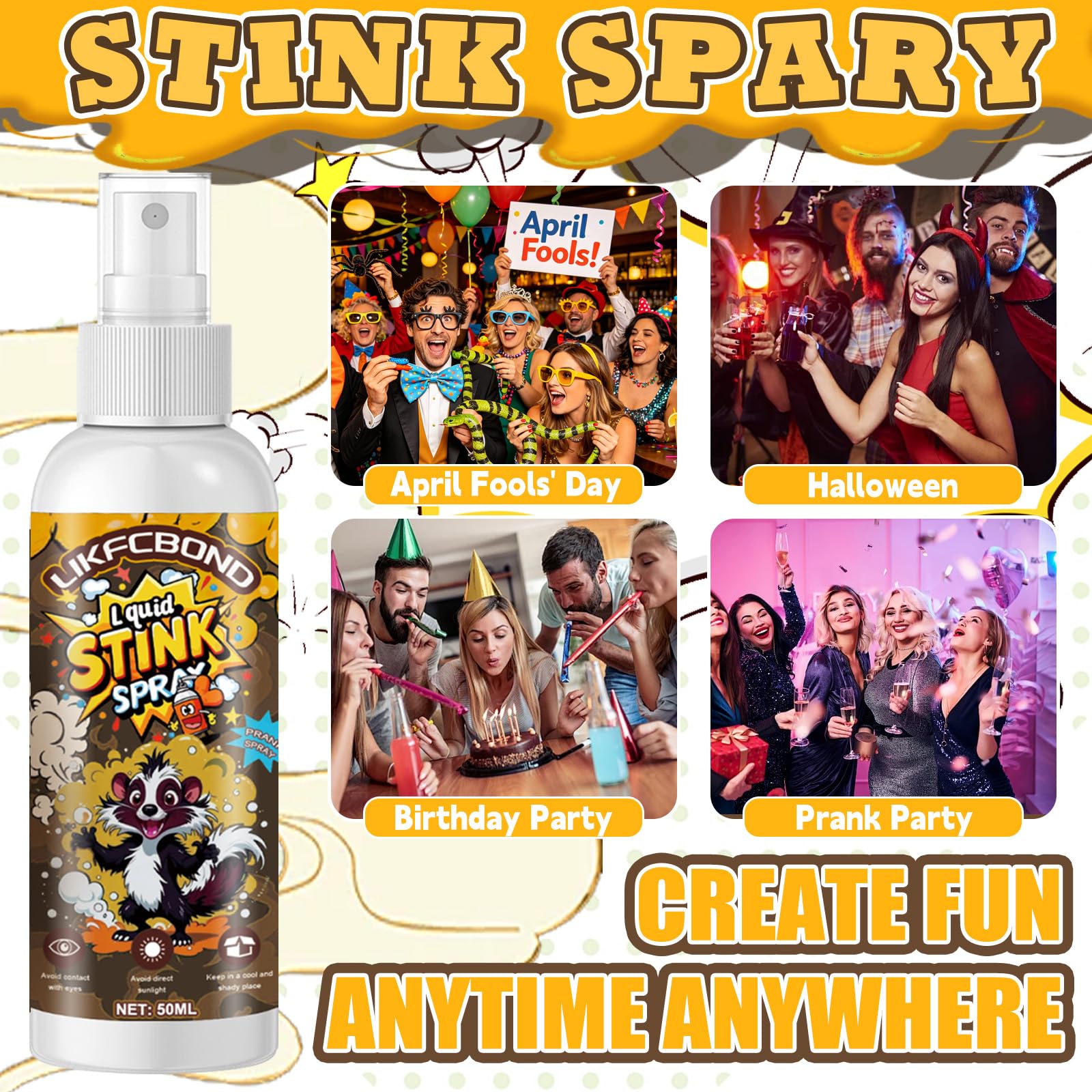 Spray Puzzolente Extra Forte, Spray Scoregge Liquido, Spray Divertente per Scherzo, Funny Party Prank Stink Spray per Adulti, 1 Pezzo, 50 ML