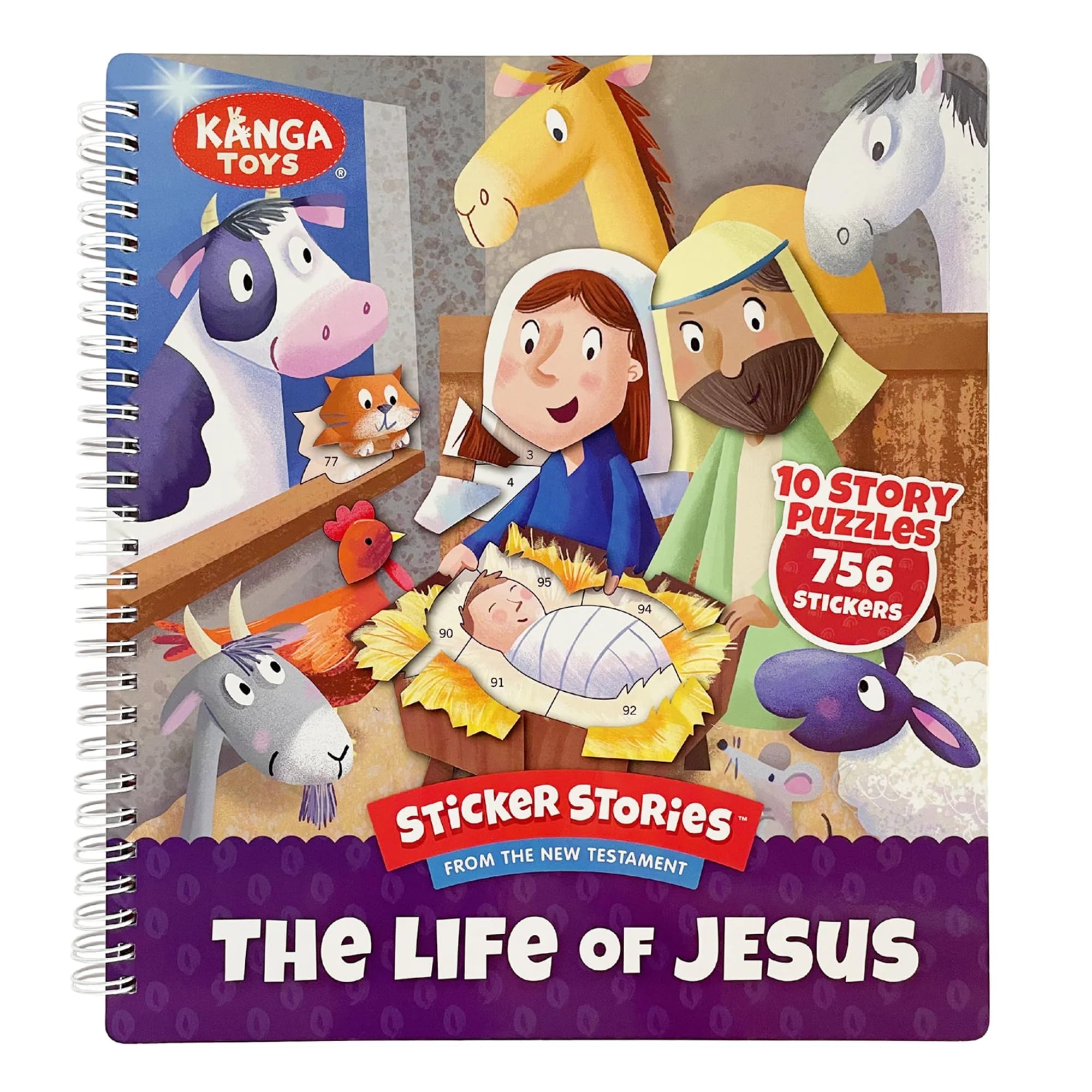 The Life of Jesus Sticker Stories: Libro de actividades del Nuevo Testamento, 756 calcomanías, 10 historias, encuadernado en espiral, a partir de 7 años