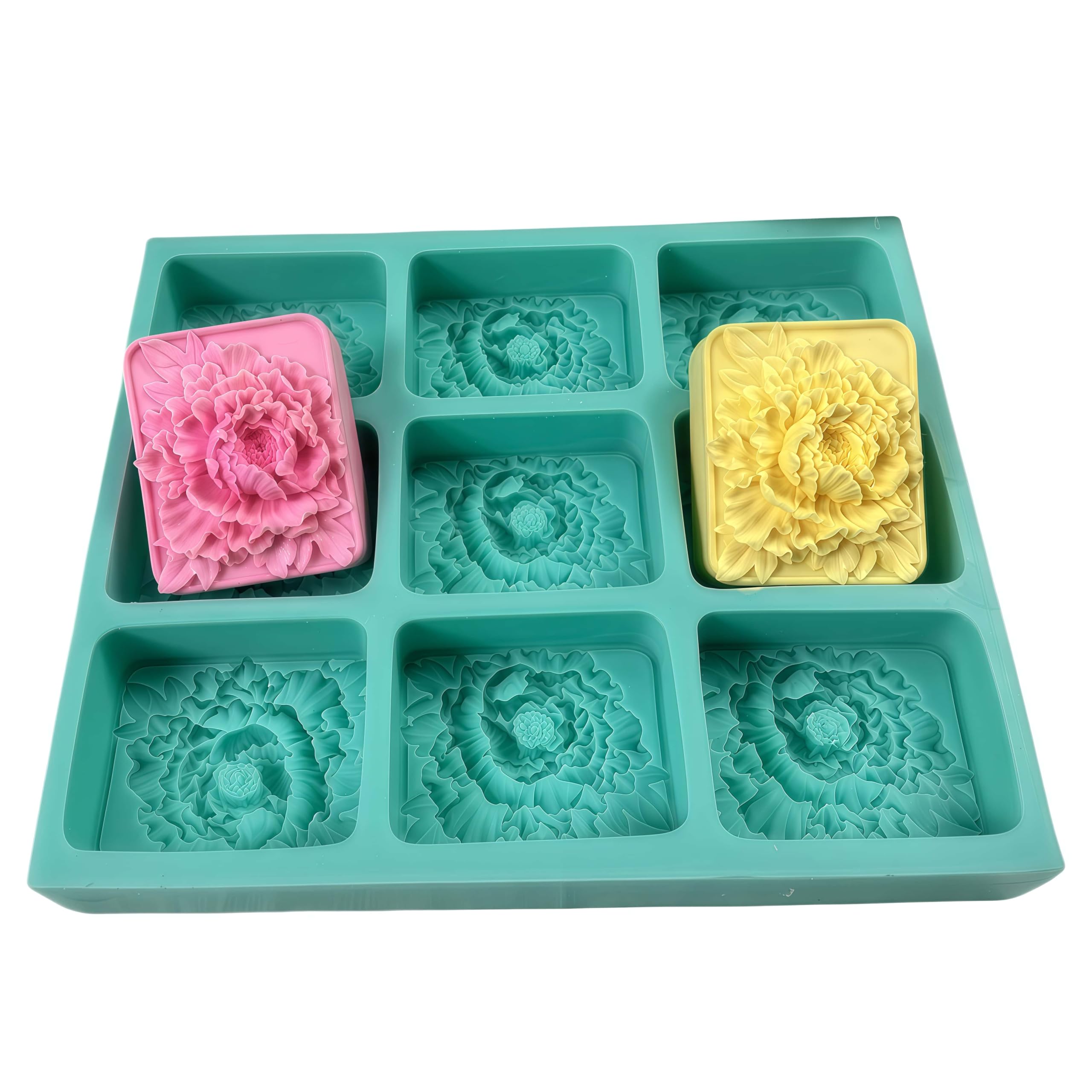 Molde de silicona con 9 cavidades para hacer jabón natural, moldes de jabón de flores, moldes de cera de velas, molde de jabón hecho a mano