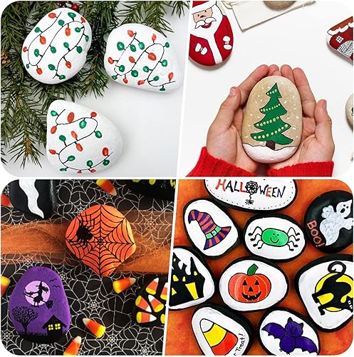 Miniatura 6 de River Rocks para pintar, 15 piezas grandes de 2 a 3 pulgadas, planas, lisas, piedras para pintar para niños, manualidades, pintura a granel