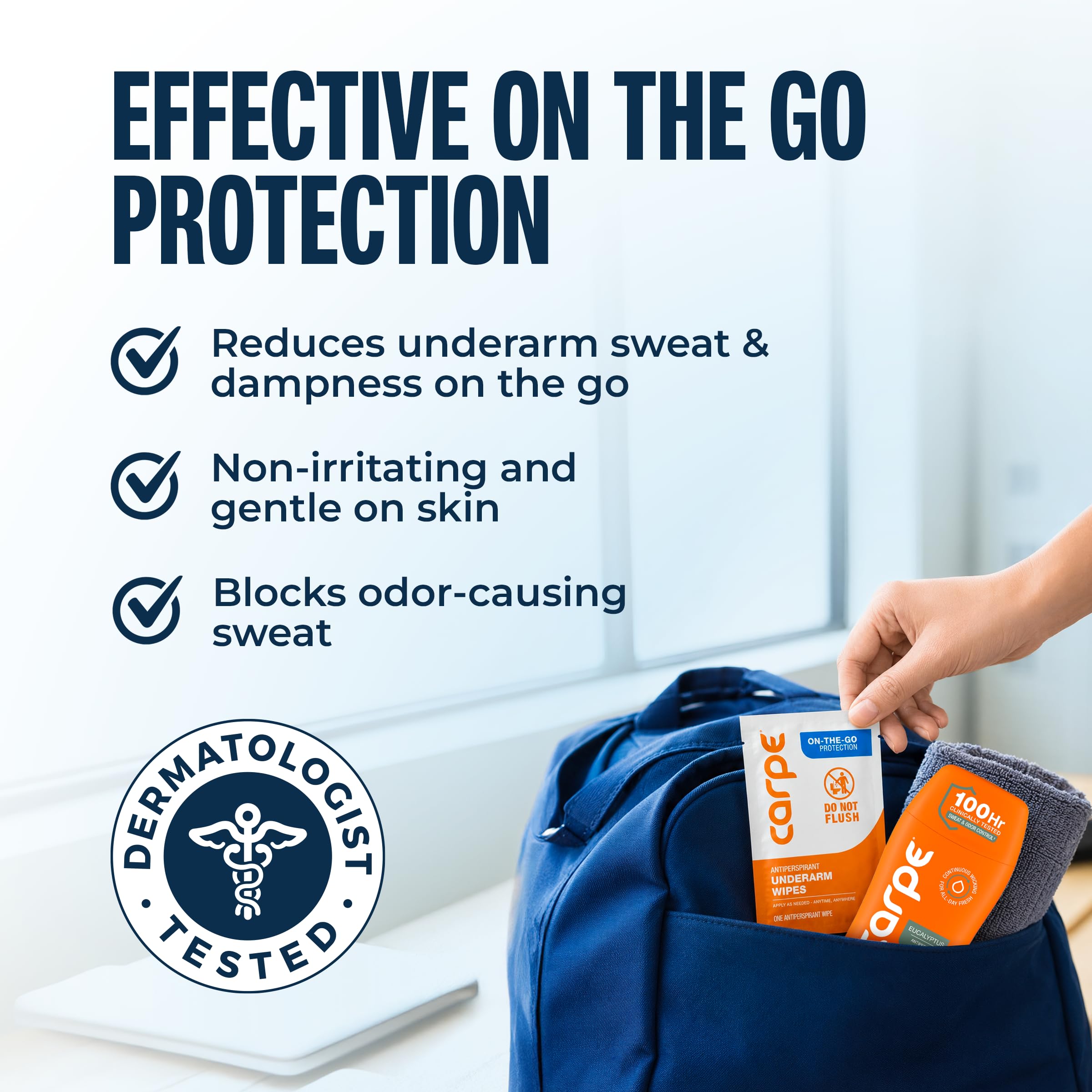 Carpe Clinical Strength Antiperspirant Lotion & Underarm Wipes Package
