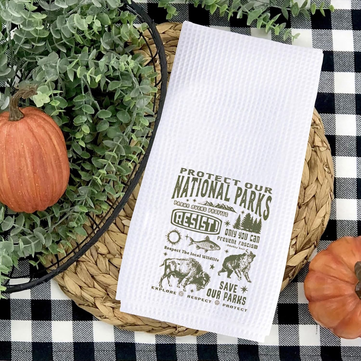 TSOTMO National Parks Checklist Gift Environmental Activism Gift National Park Hiking Gift Protect Our National Parks Kitchen Towel (National Parks Towel) - Image 5