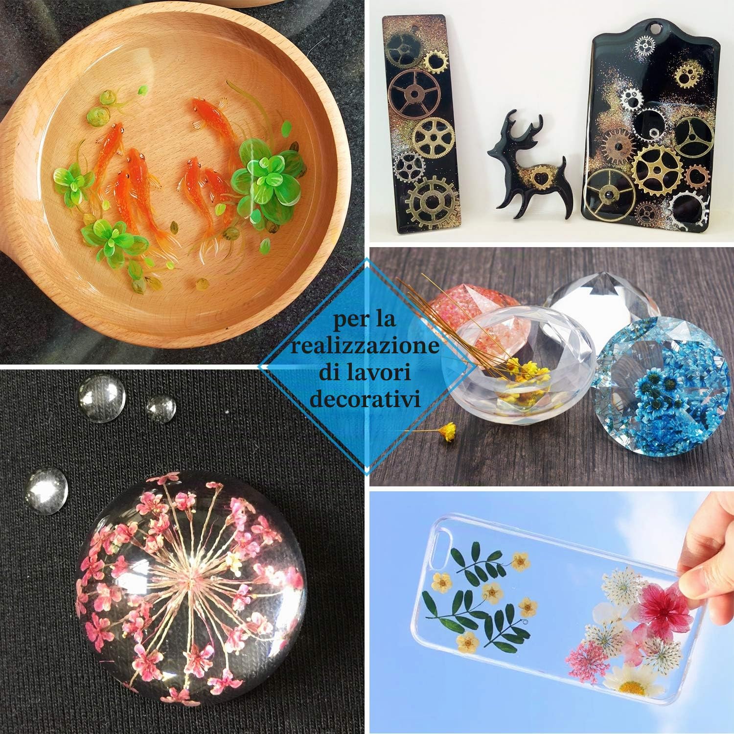 Resina Epossidica - 2,4L / 2.7kg Resin Epoxy Trasparente Senza Bolle per Arte in Resina DIY, Piani Tavolo, Rivestimento - Resina da Colata Rapporto 1:1 per Creazioni Artistiche, Gioielli, Legno