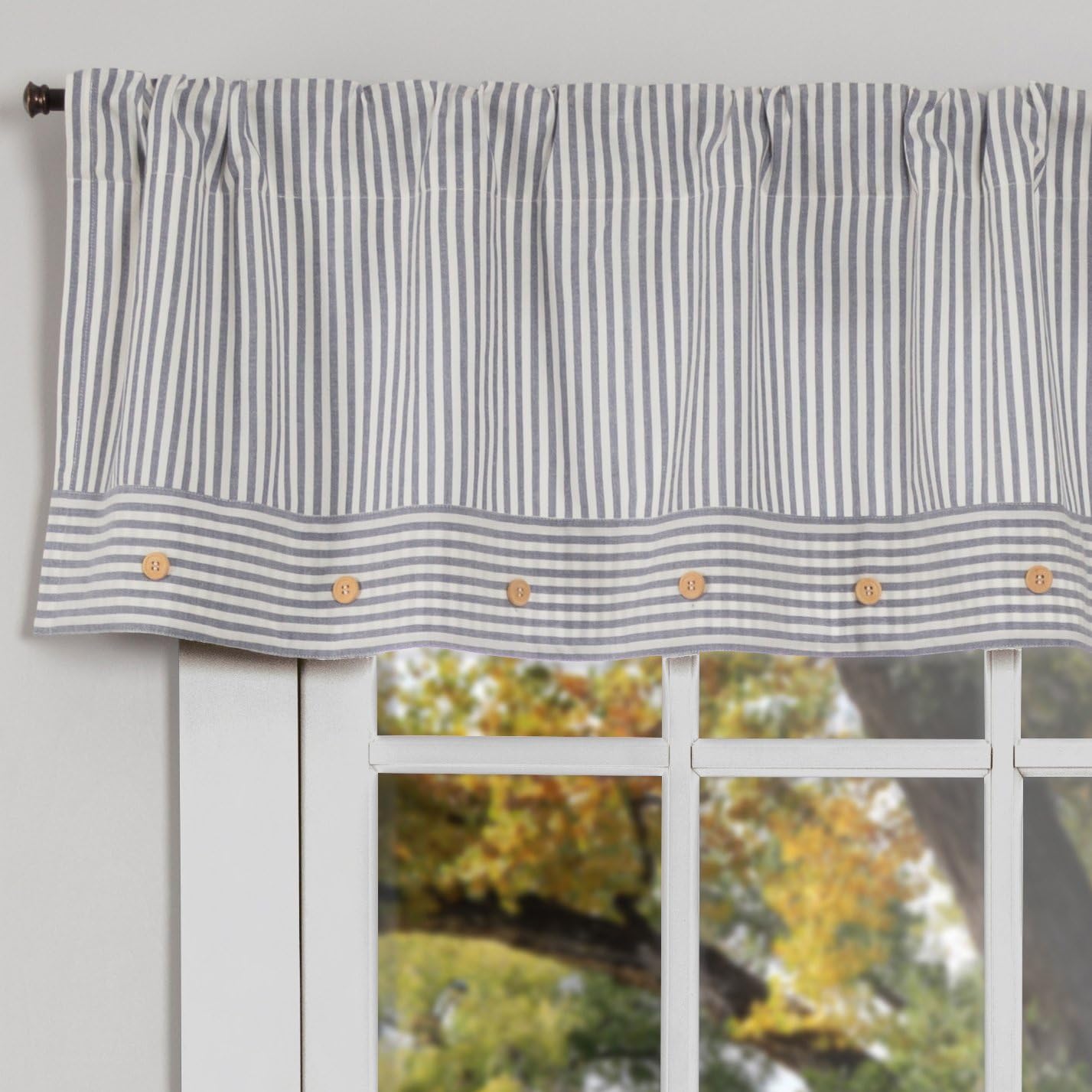 Piper Classics Farmhouse Ticking Stripe Blue 60" Valance