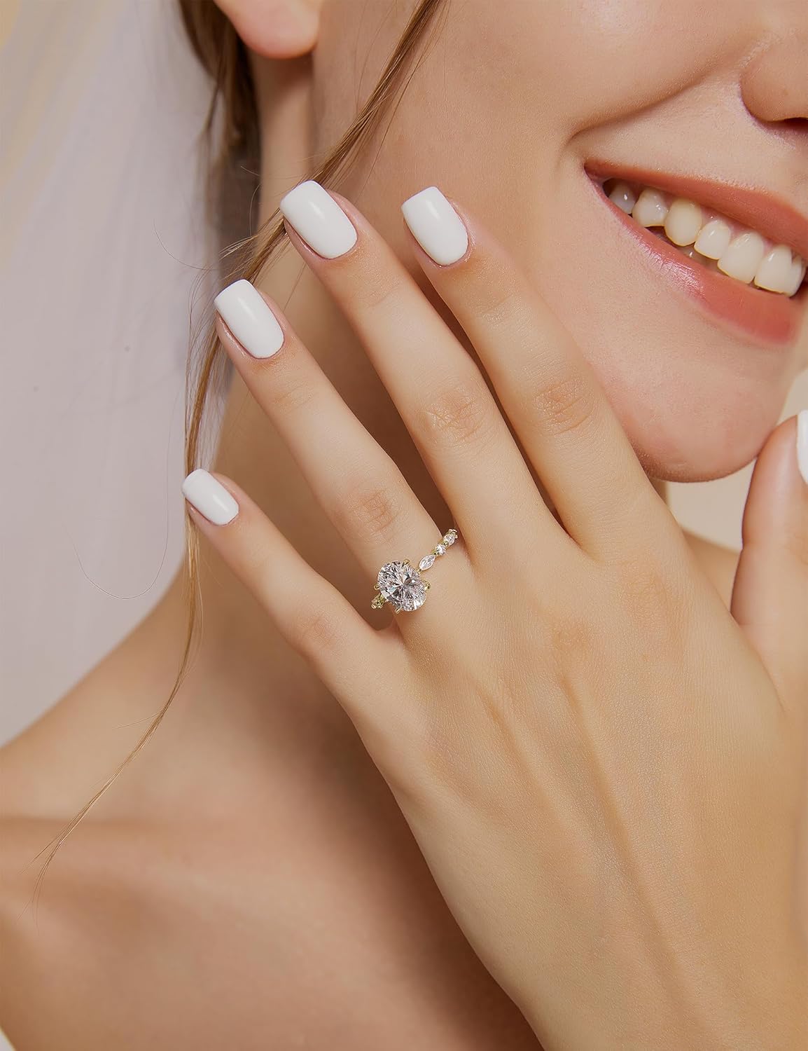 engagement party gift for friend oval cubic zirconia halo ring