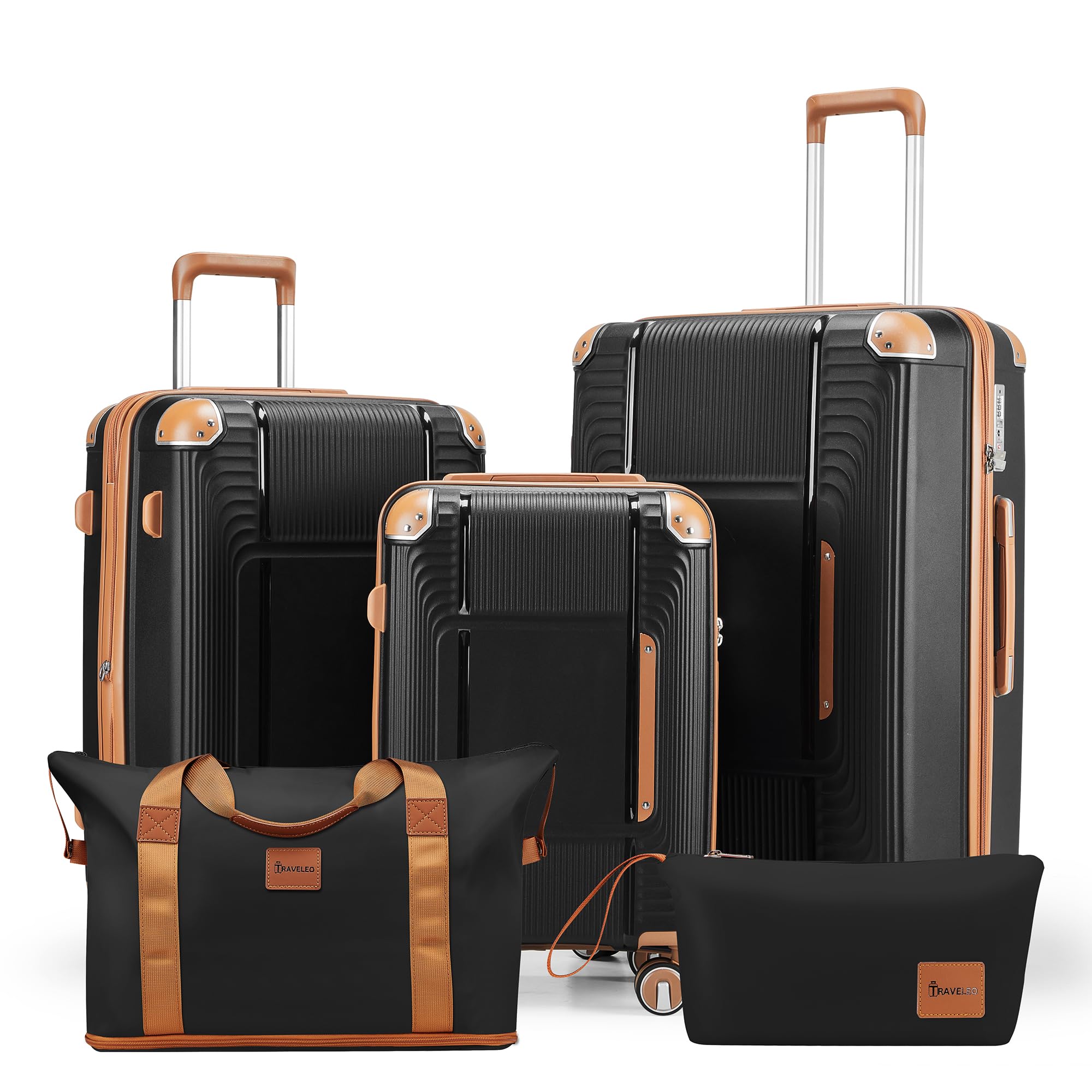 5 Piece Luggage Sets Hardshell Carry-on Suitcase Set