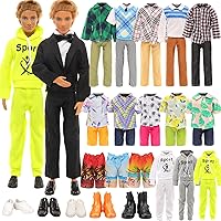 Vista 9 de Miunana Paquete de 10 piezas de moda para muñecas de niño de 12 pulgadas, 5 conjuntos de ropa casual con 5 zapatos para muñeca