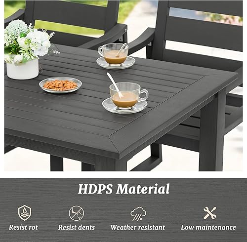 Miniatura 3 de Cozyman HDPS - Juego de 2 sillas de comedor para patio, 350 libras, con reposabrazos, sillas de cocina para todo tipo de clima con patas de marco