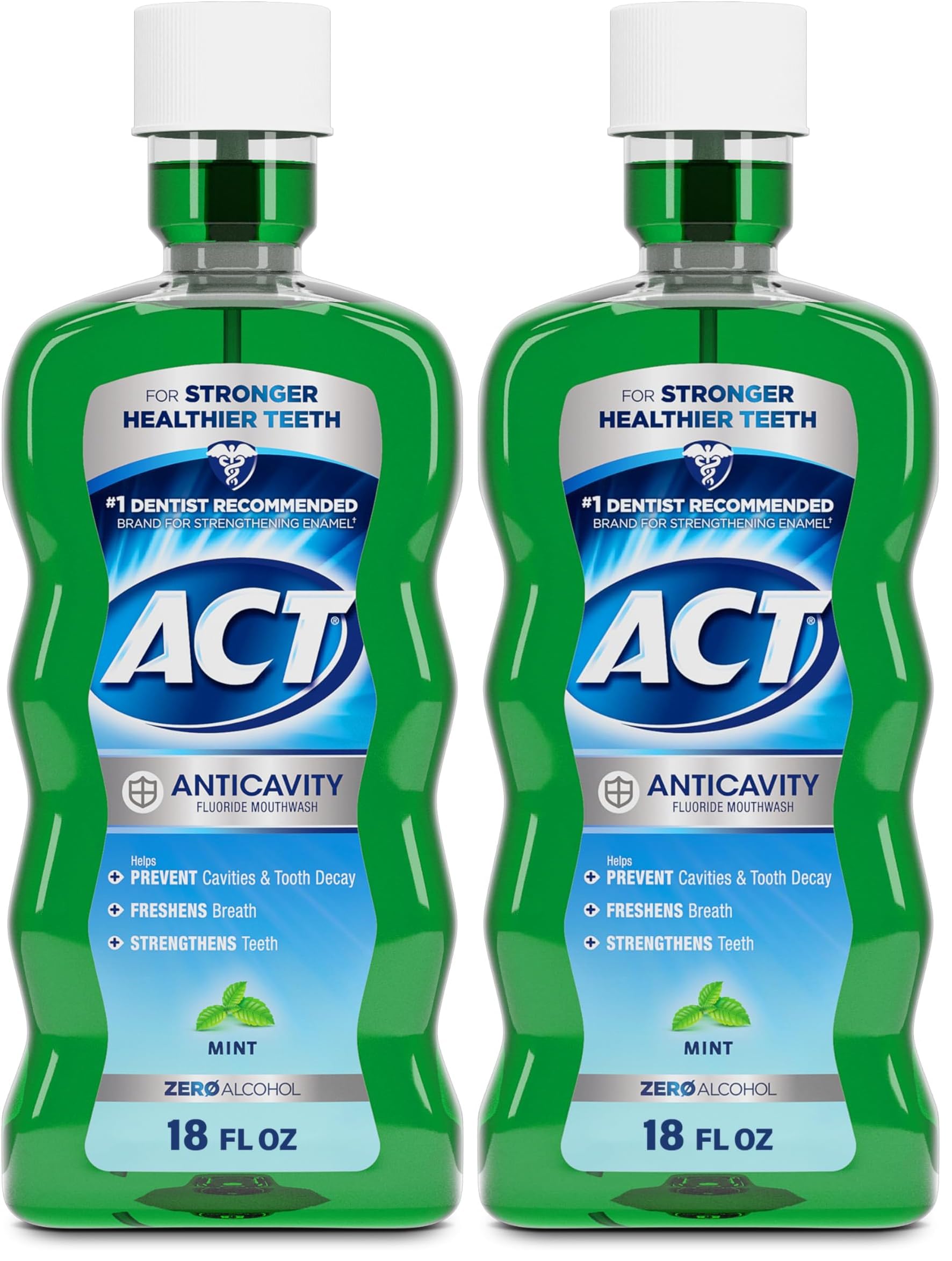 Anticavity Zero Alcohol Fluoride Mouthwash | Mint Flavor | 18 fl. oz. | Pack of 2 | Includes Dosing Cup