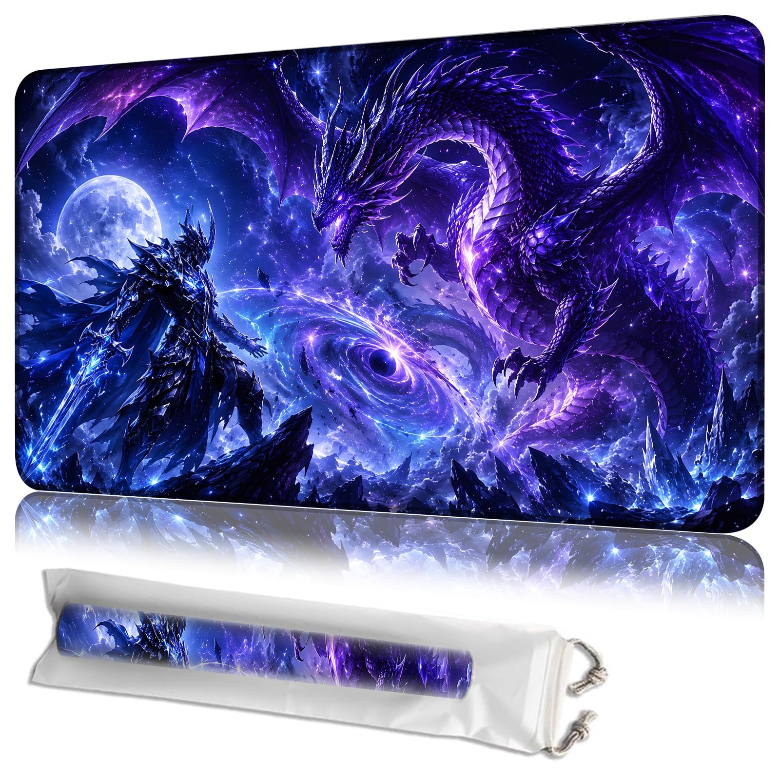 JANENFNA Cosmic Dragon MTG Playmat, 24 x 14 Inch Gaming Mat