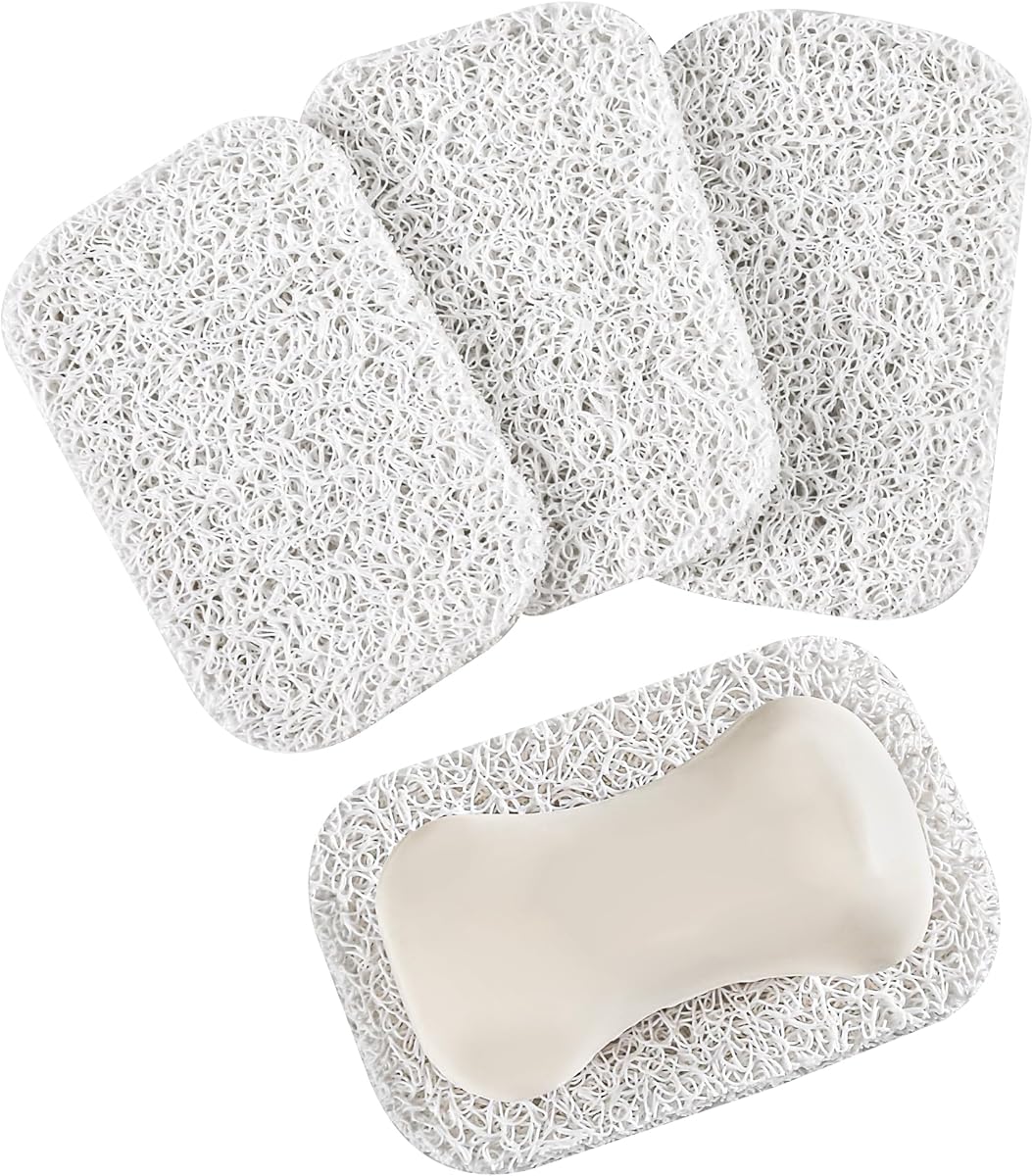 4 Pack Soap Holder Pad，Soap Holder for Kitchen & Bathroom，White Non-Slip Soap Lifting Pads for Soap Dish