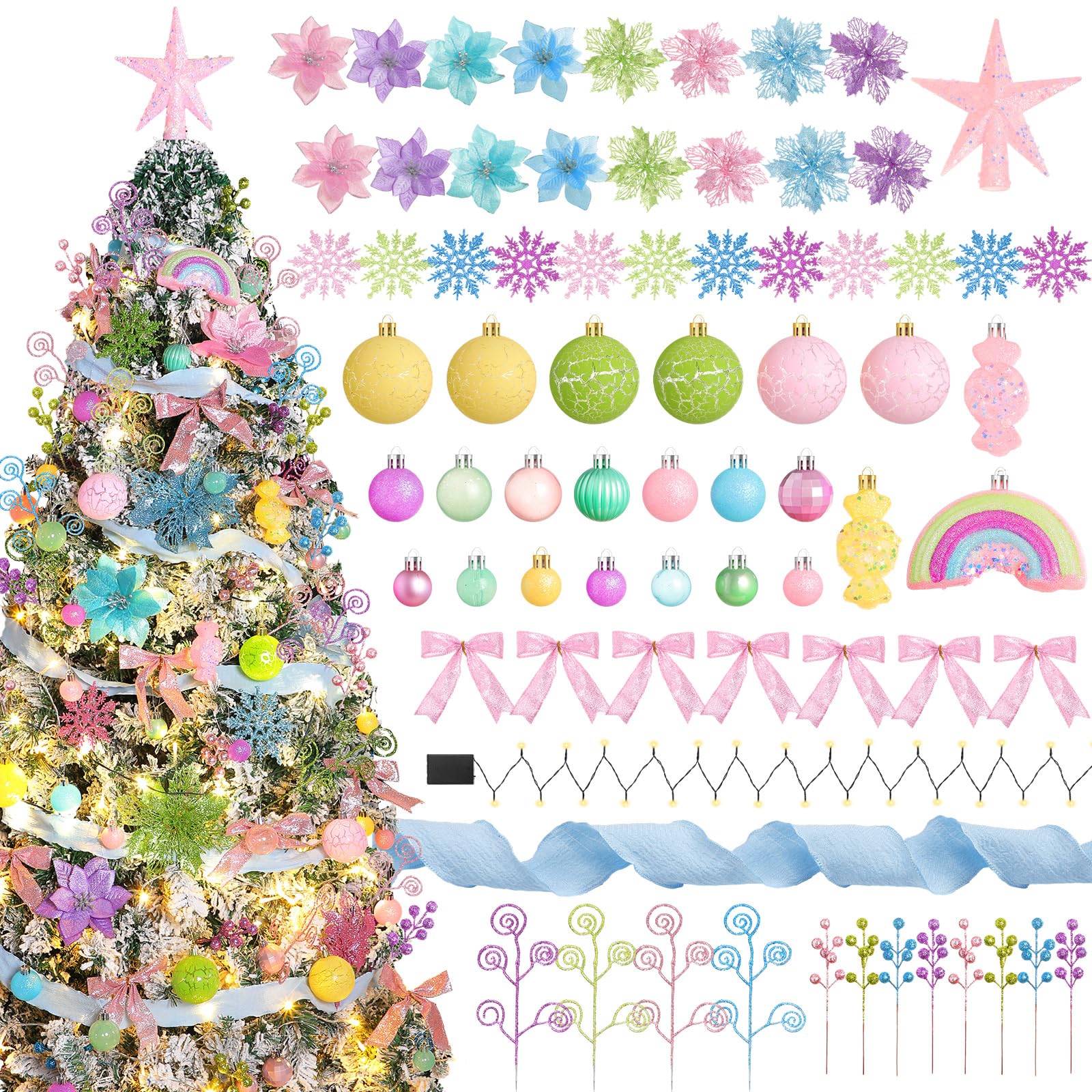 Décorations de sapin de Noël pastel Syhood pour un arbre harmonieux sans effort