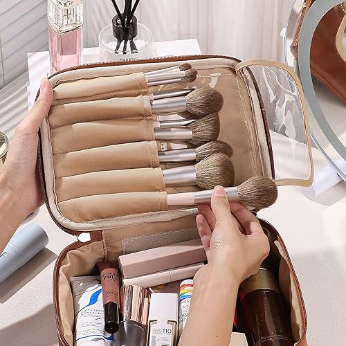 Miniatura 9 de Pocmimut Bolsa de maquillaje para mujeres, bolsa de maquillaje de viaje para cosméticos, bolsa de aseo grande para niñas, bolsa de maquillaje, bolsa