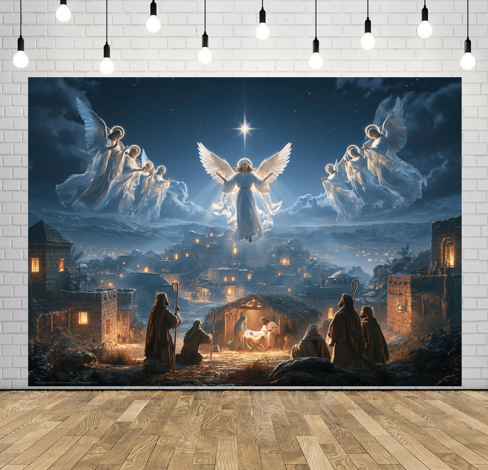 BELECO 5.2x3m Sfondo in tessuto Natività stella di Betlemme