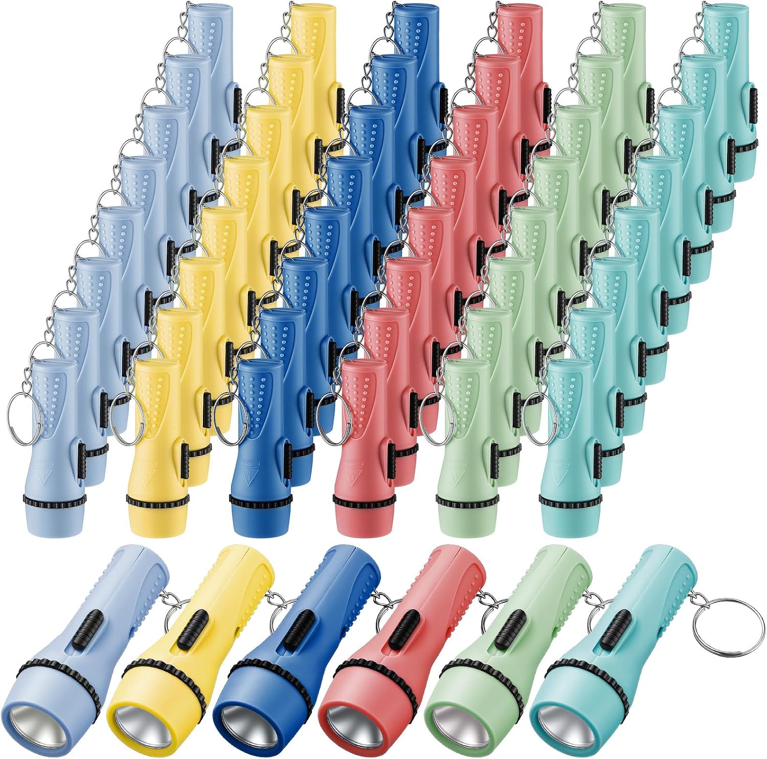 Boao 48 Pcs Mini Flashlight Keychain Bulk Assorted Colors Portable LED Flashlight Torch Keyring Small Key Chain Light for Hiking Camping Cycling Party Favors Travel Night Reading Emergency(Vibrant)