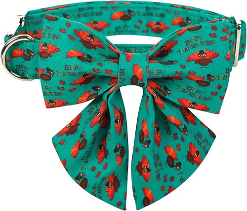 Miniatura 6 de Lionet Paws Collar de perro para el día de Acción de Gracias con corbatín, collar de moño para perro con hebilla de metal para perros, collar de