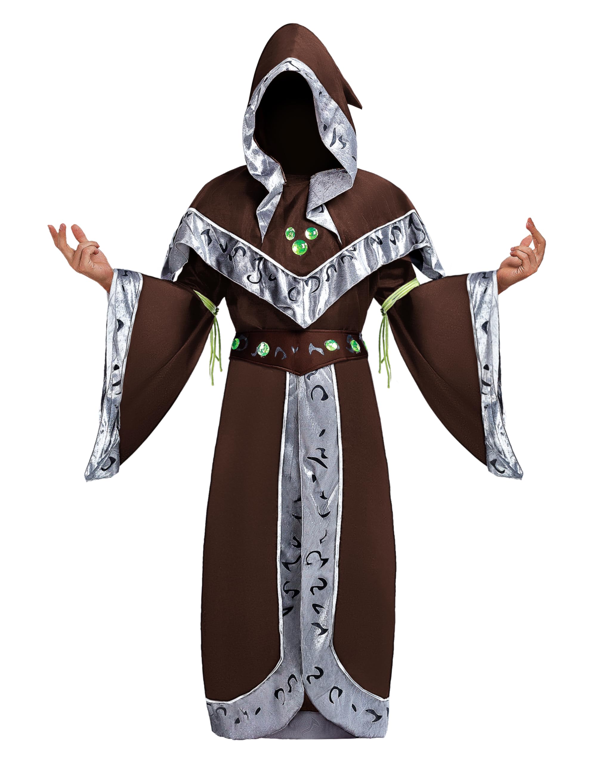 Spooktacular Creations Wizard Costume Adult Men, Halloween Costumes for Adult, Medieval Costume Men with Hooded Cloak