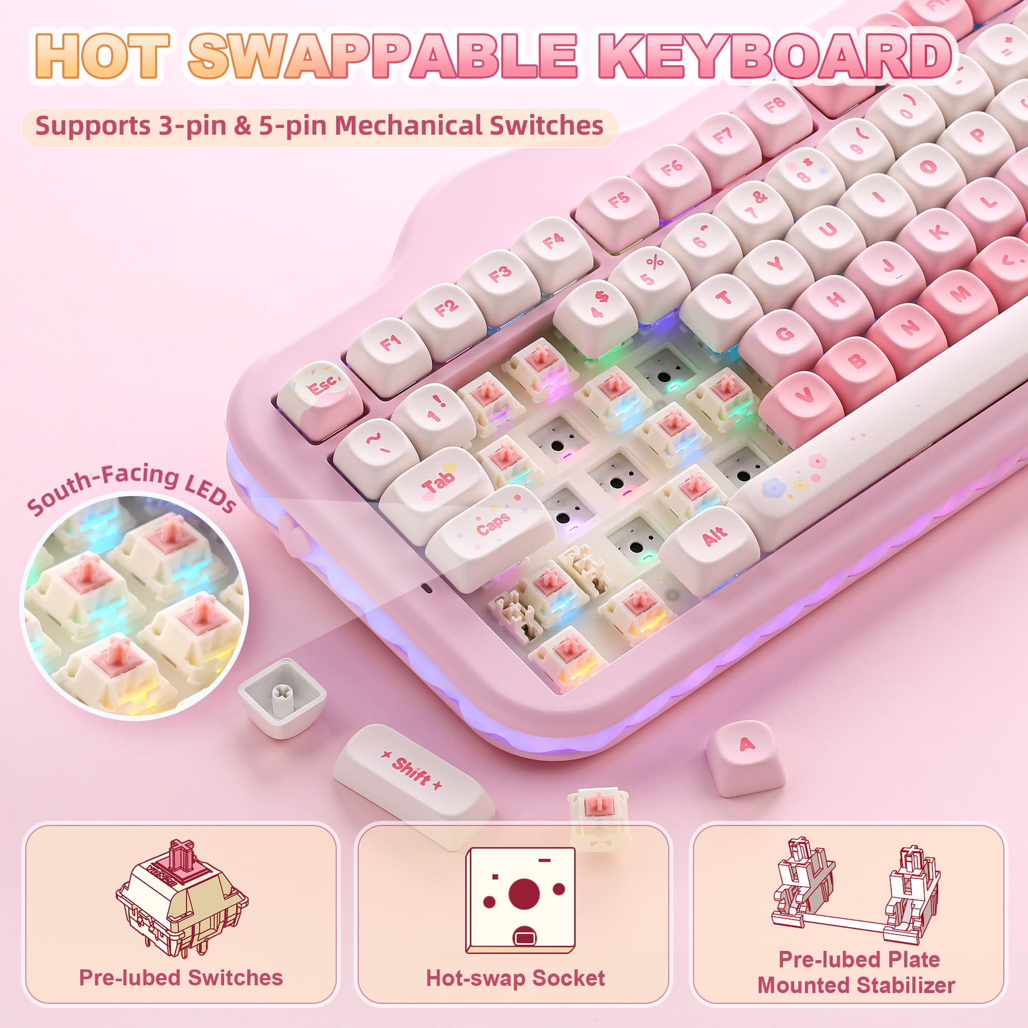 Amazon | YUNZII C98 ワイヤレスメカニカルキーボードテンキー付き 99