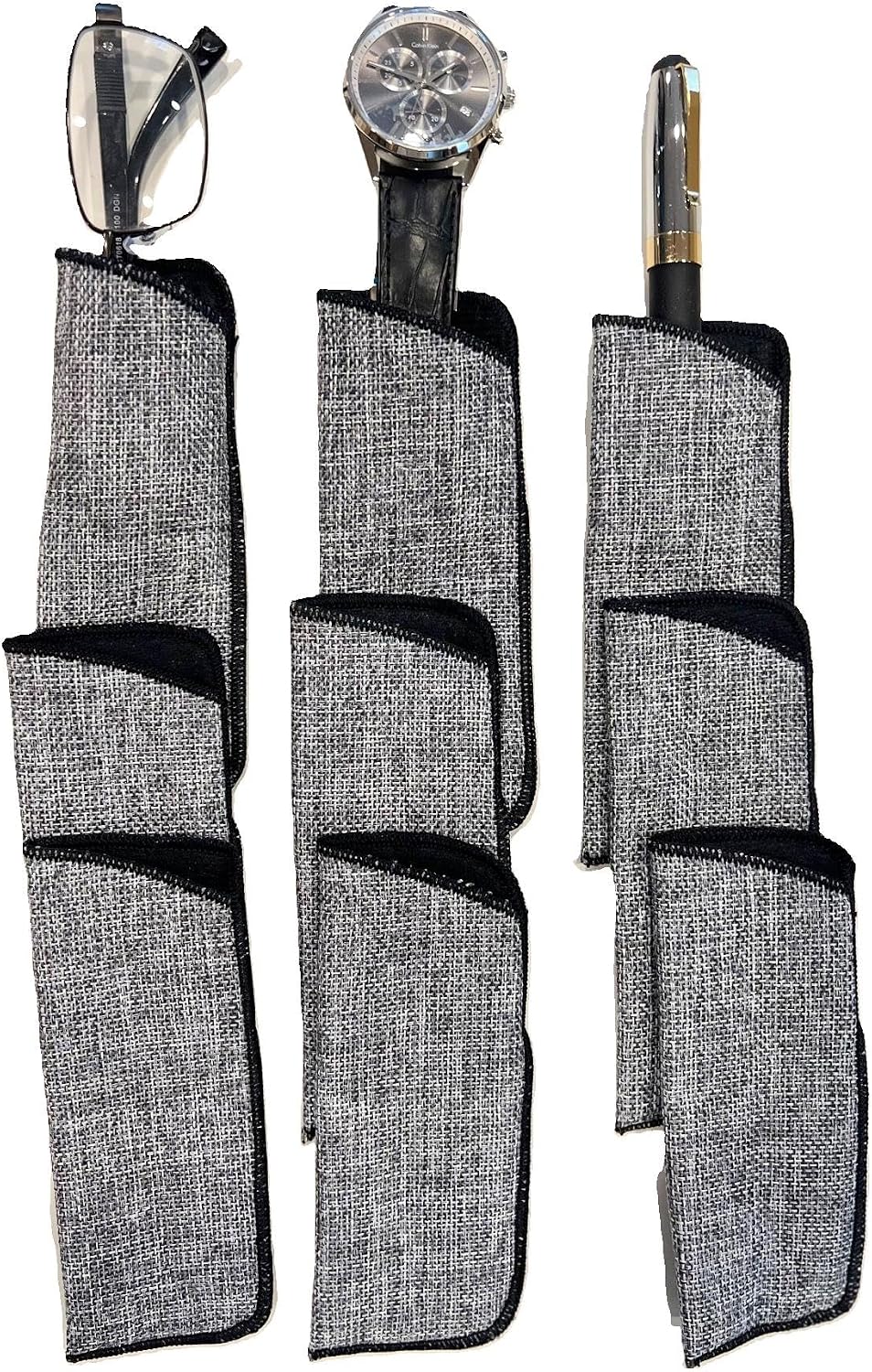Foster Grant 9 + 1 = 10 Pcs. GREY color for MEN, Matty fabric eye glass Cases 6 X 2.25 inch for Standard size eye glasses