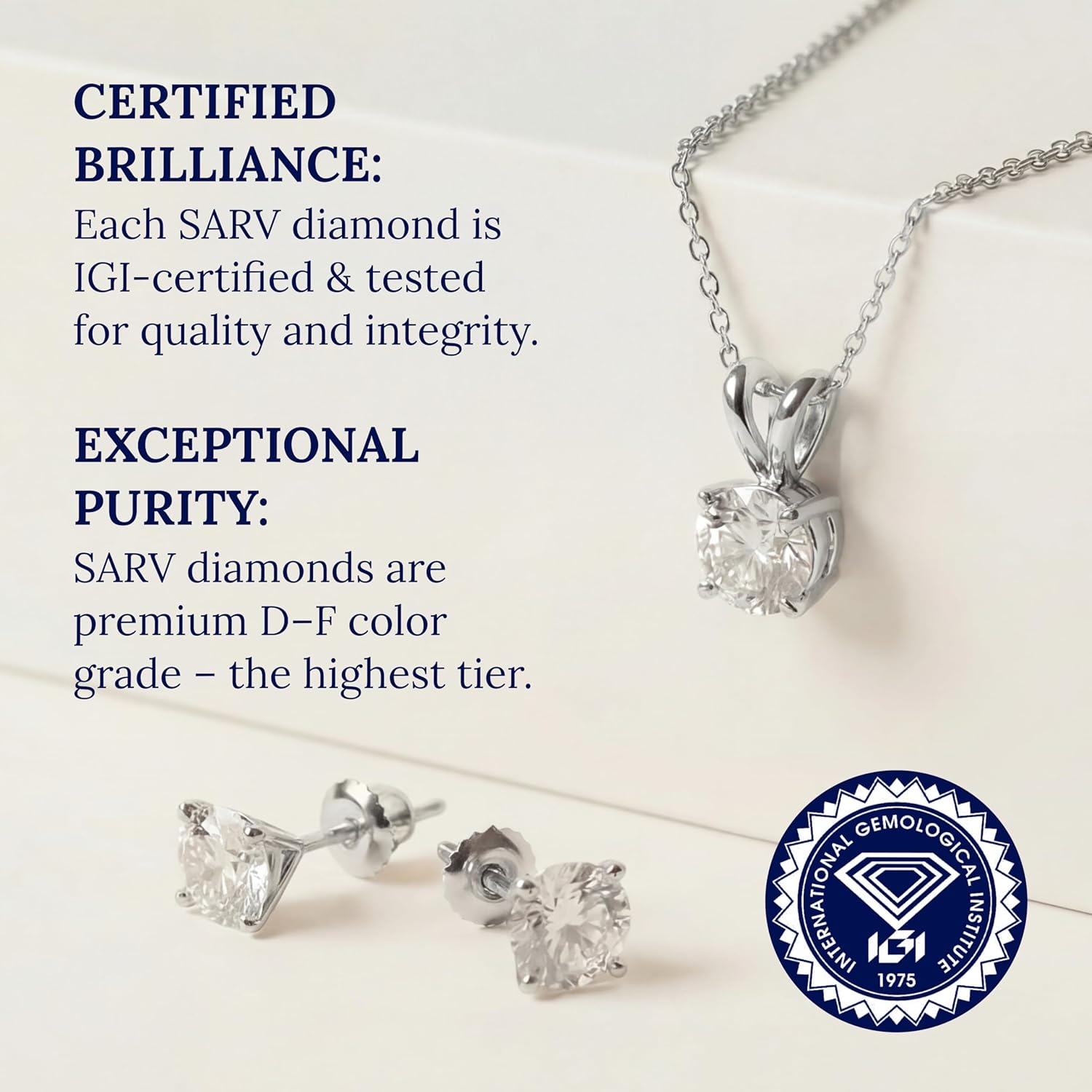 Sarv Solitaire Lab Grown Diamond Necklace for Women 1/4–3 Ct | Handmade in NY | IGI Certified Lab Diamond | 14K Gold Pendant with Strong 16" Recycled Gold Chain | D-F, VS-VVS Quality, Hypoallergenic - Image 2