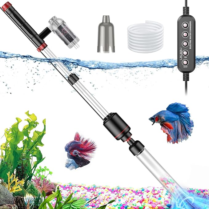 Suness Electric Fish Tank Gravel Cleaner 24W Aquarium Vacuum Gravel Cleaner with Adjustable