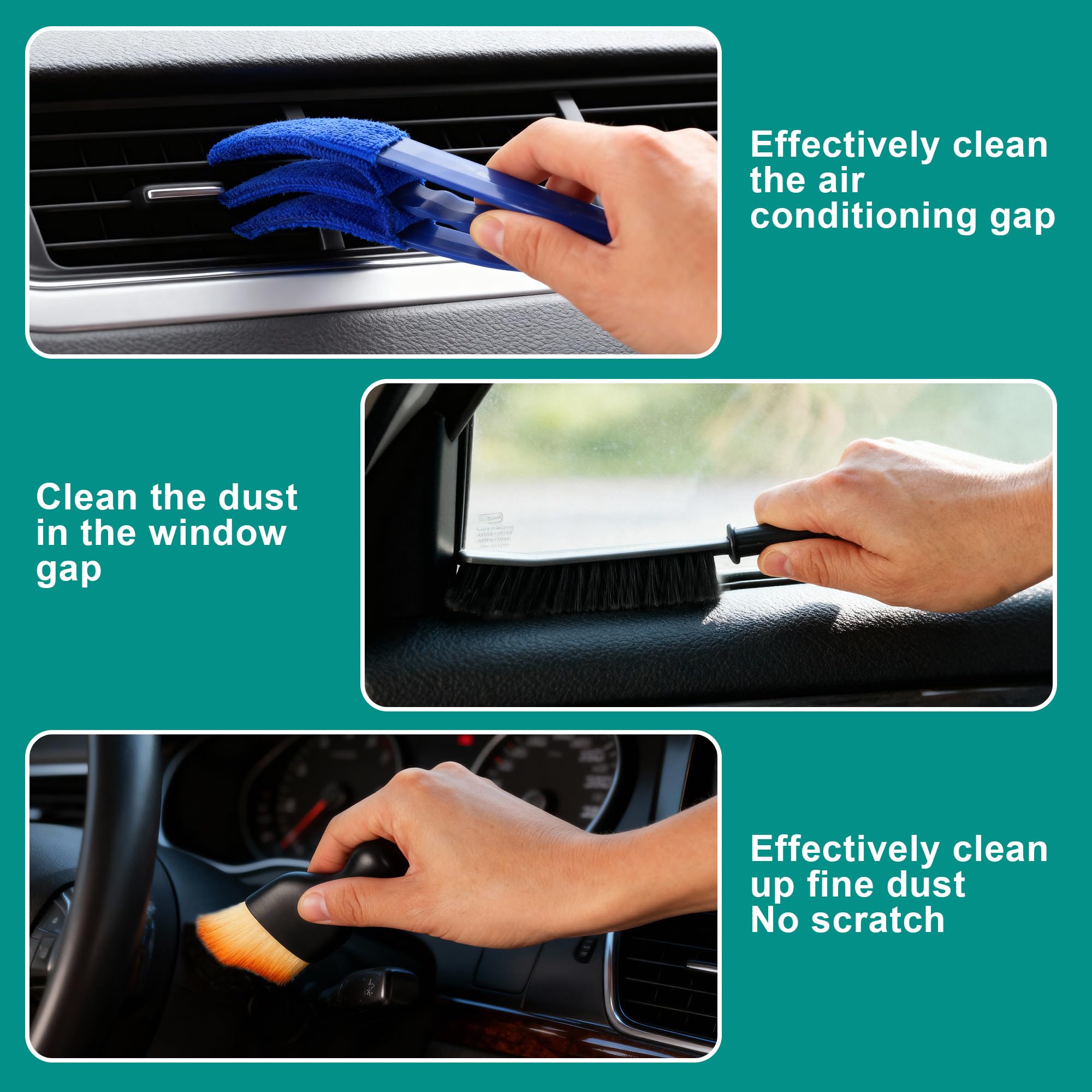 31 Pièces Kit Nettoyage Voiture avec Sac de Transport, Brosse Detailing Auto et Éponges de Polissage, Brosse Nettoyage Voiture,pour Nettoyage des pneus,Sortie d'air Auto Intérieur & Extérieur