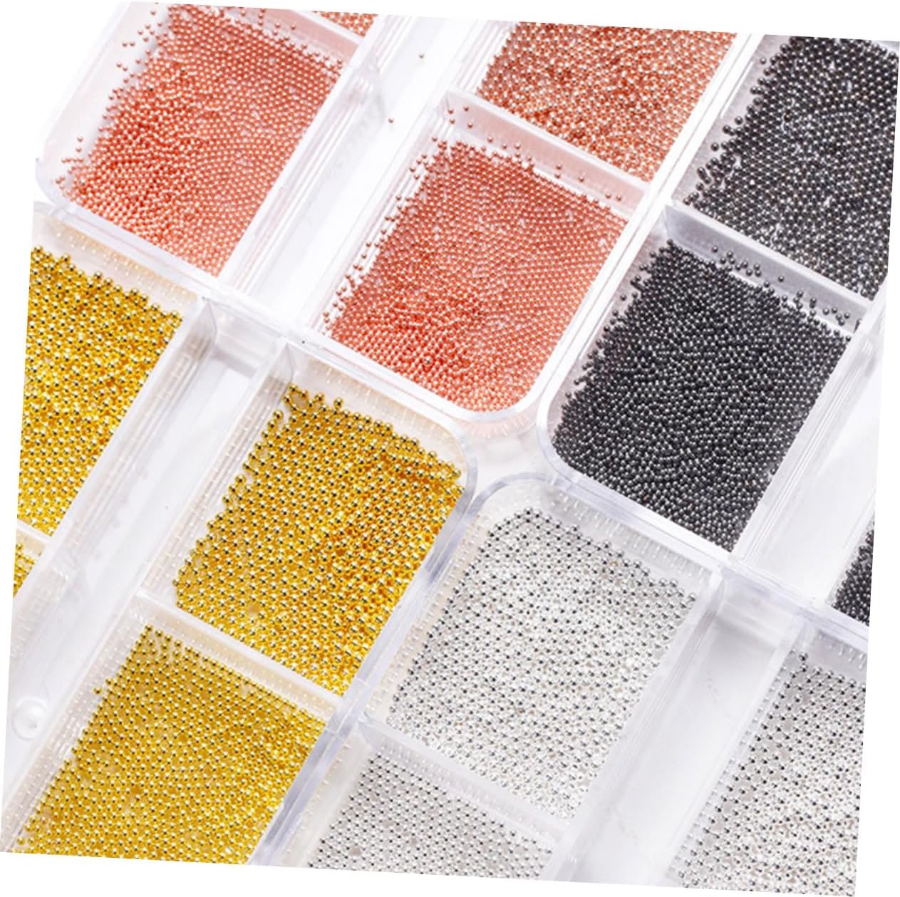FOMIYES 4 Boxes American Steel Pearl Vellum Paper Round Nail Studs Hermit Crab Shell Mermaid Beads Mini Decor Women Nail Beads Micro Women's Steel Ball Caviar Miniature, 7.5x5.3cm, 53Z3SQB3820J