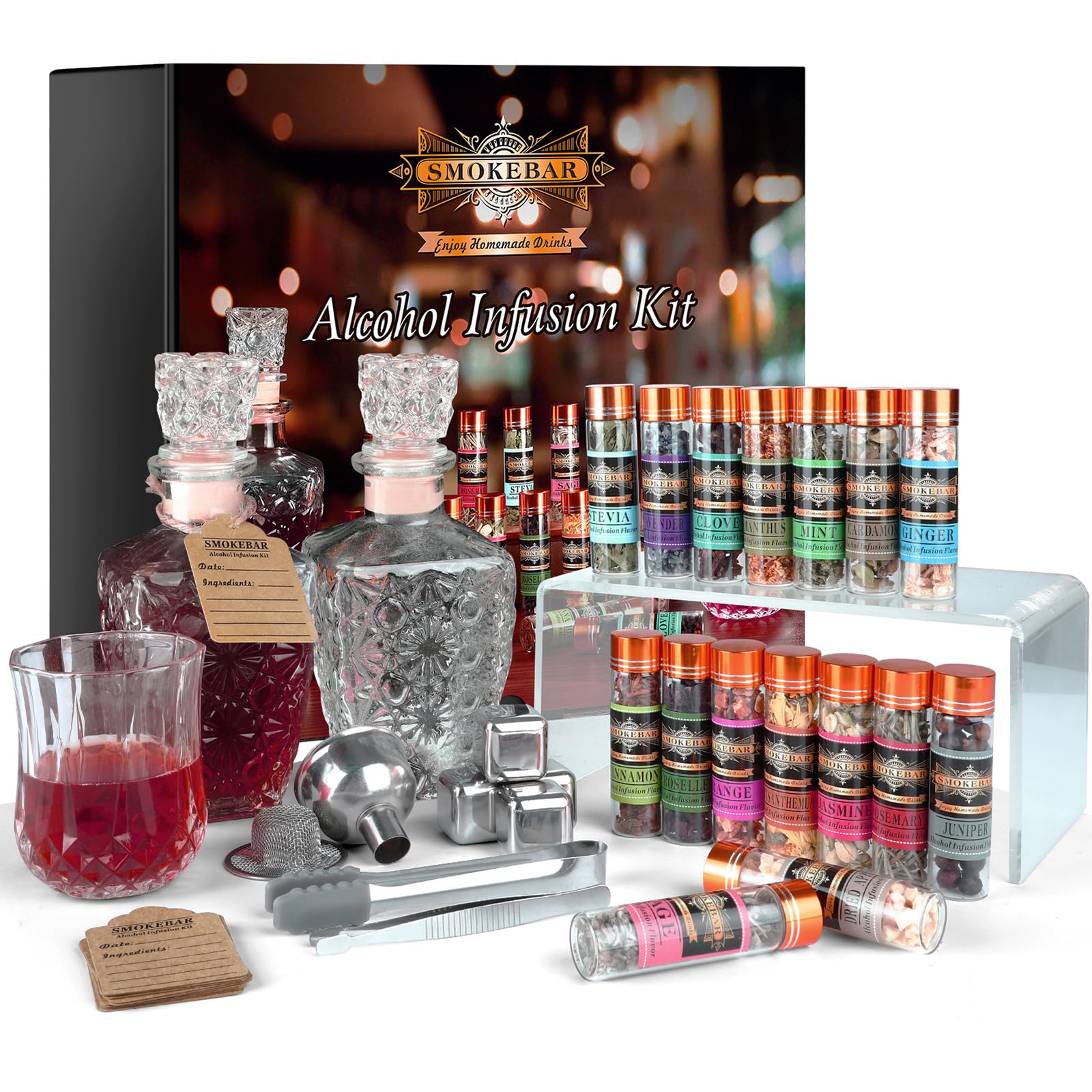 DIY Alcohol Infusion Kit, for Men – 16 Natural Spices for Whiskey, Rum, Vodka & Cocktails, Unique Gift for Birthday/Husband/Dad/Retirement