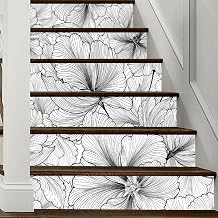 Alwayspon 6 Strips Stair Riser Sticker Peel and Stick, Self-Adhesive Removable Stair Sticker Decal, Flower Contact Paper PVC Floor Plank Sticker, 39.37x7.09inch