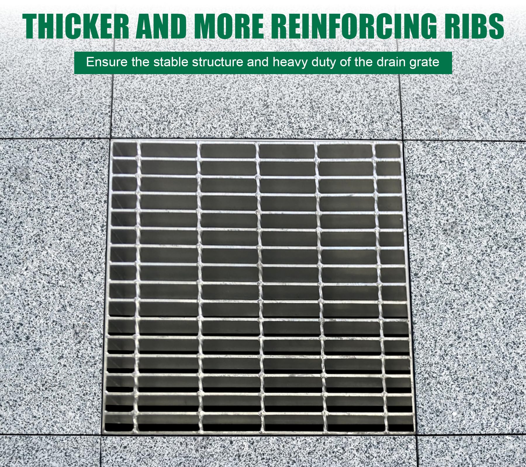 Natotela Galvanized Steel Drain Grating-600x600mm Durable Heavy Duty Metal Grating Square Gully Grid for 24" Square Catch Basin Outdoor Drainage Grates Thick for Garage Sewer Downspout Driveway - Image 4