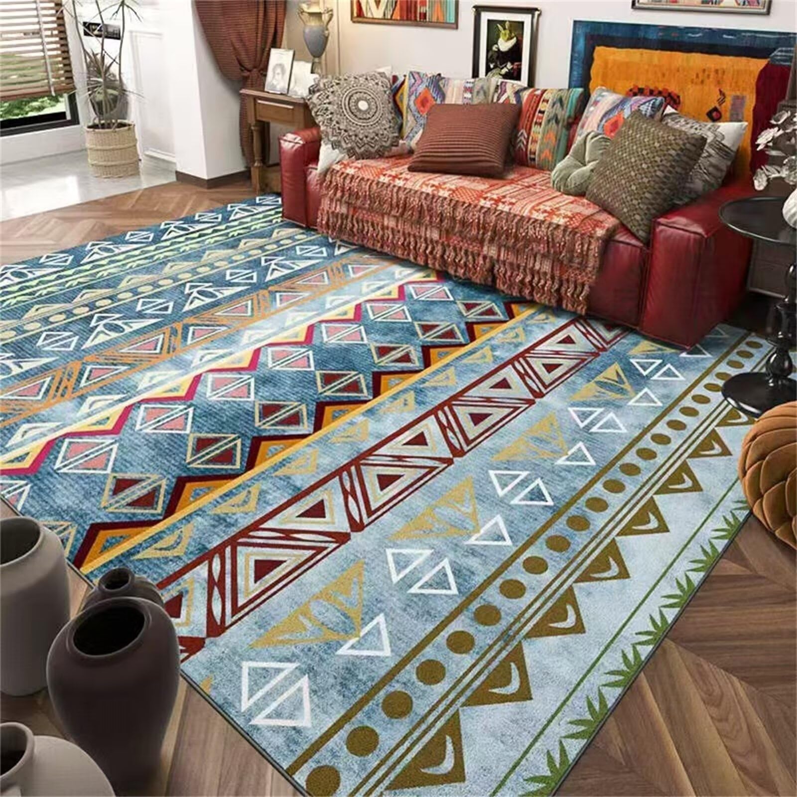 Tapis chambre fille absorbant et grand modèle bleu rétro-blumen antidérapant