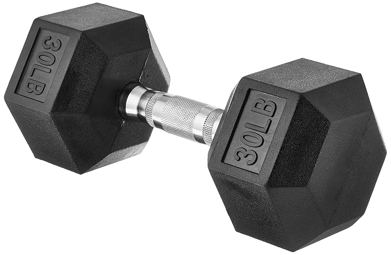 Amazon Basics Rubber Hex Dumbbell Hand Weight - 30 Pounds