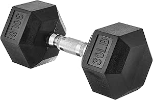 Amazon Basics Rubber Encased Exercise &amp; Fitness Hex Dumbbell, Single, Hand Weight For Strength Training