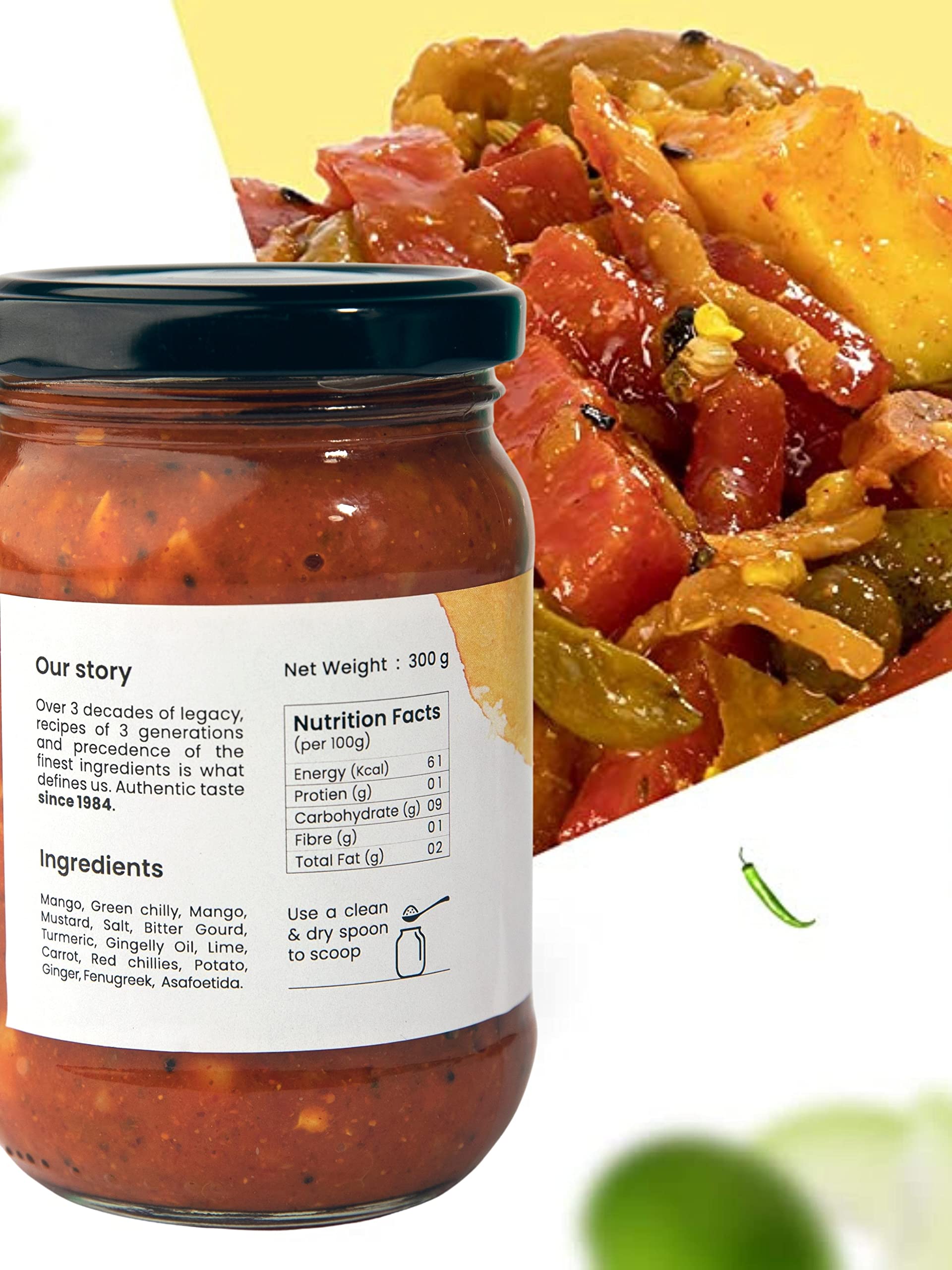 Bhogarajus - South Indian Taste Homemade Mixed Vegetable Pickle - 300 gms. 1
