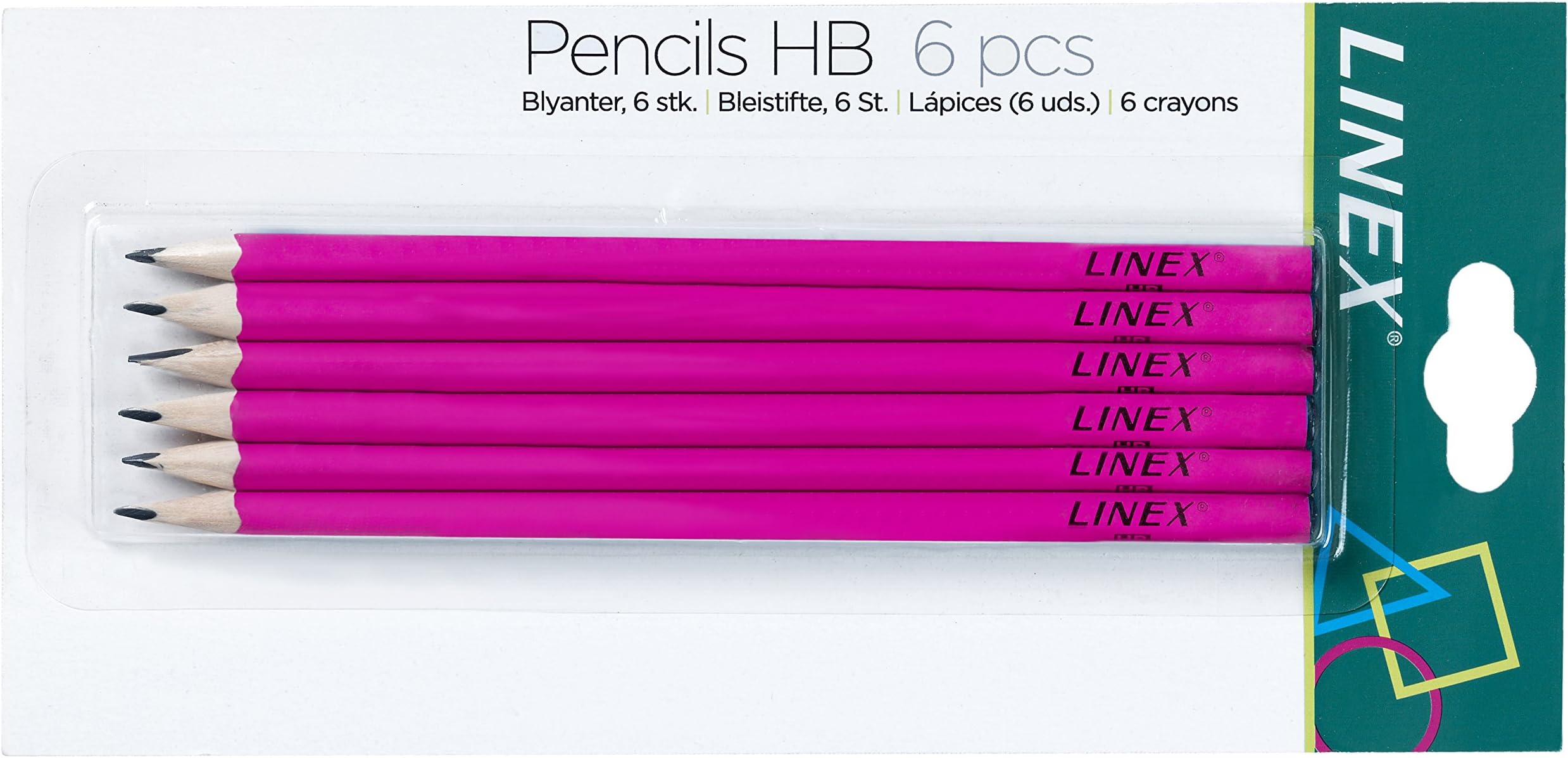 Linex Pack of Six Pink School Pencils