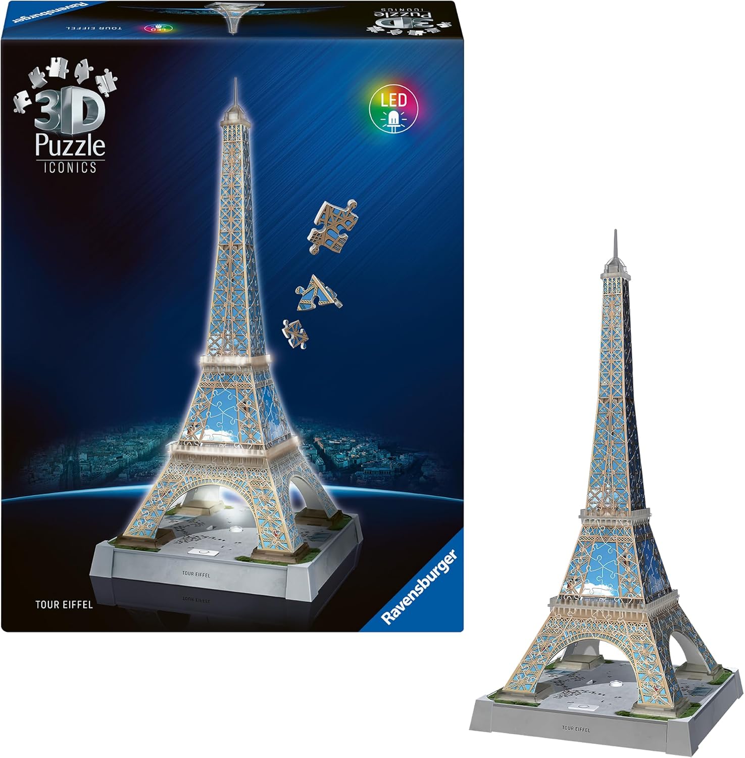 Ravensburger Iconics: Eiffel Tower 3D Puzzle with Light for Kids 8+