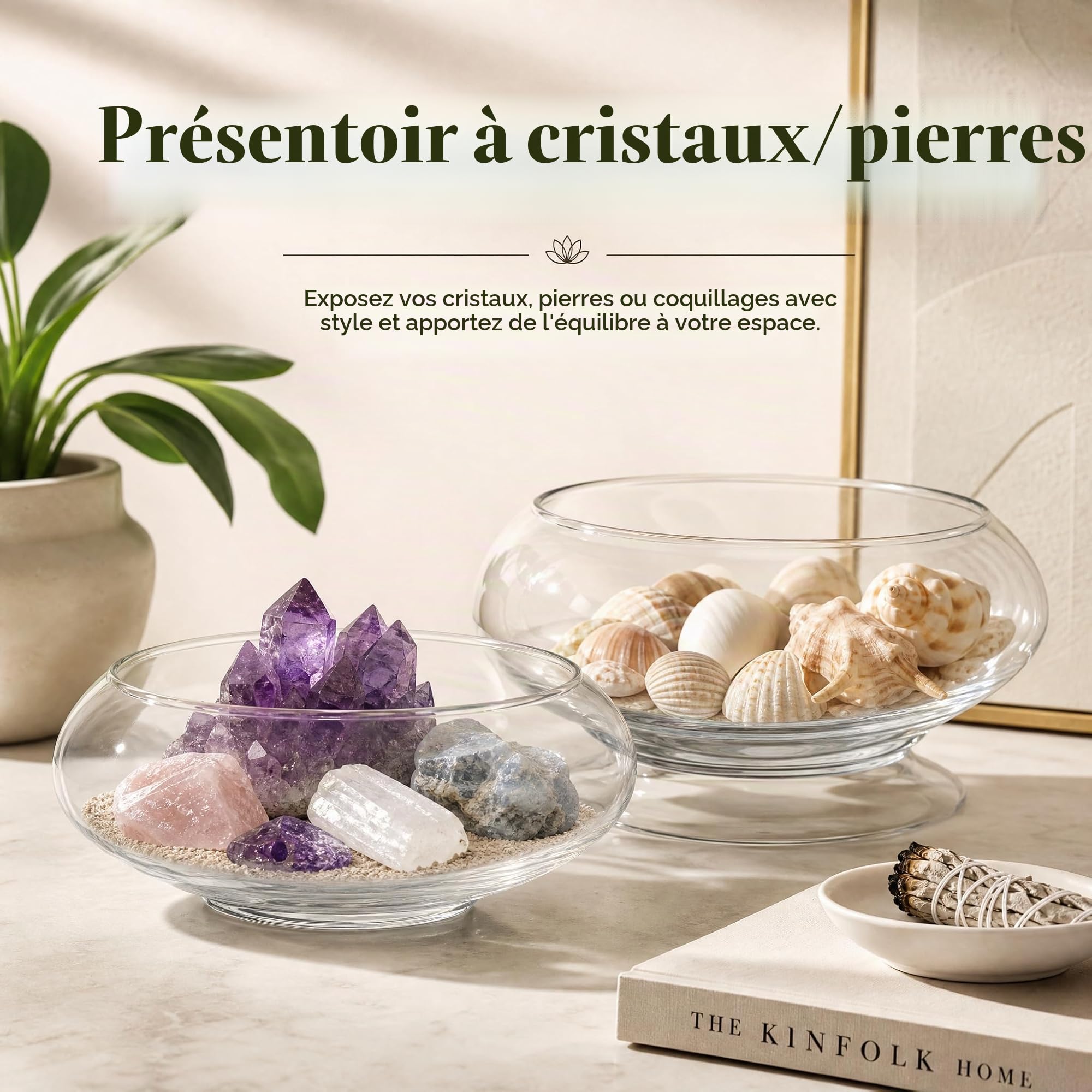 ZENFUN Lot de 2 vases en Verre de 15 cm, 20,5 cm de Large Ouverture, Terrarium Rond, Pot de Fleurs hydroponique en Verre Transparent pour Centre de Table, décoration d'intérieur