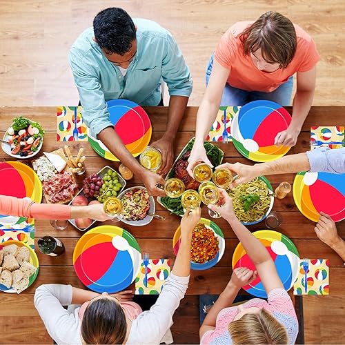 Miniatura 7 de 96 piezas de platos de papel desechables para fiestas de verano en la piscina y la playa, servilletas, suministros de decoración para fiestas de